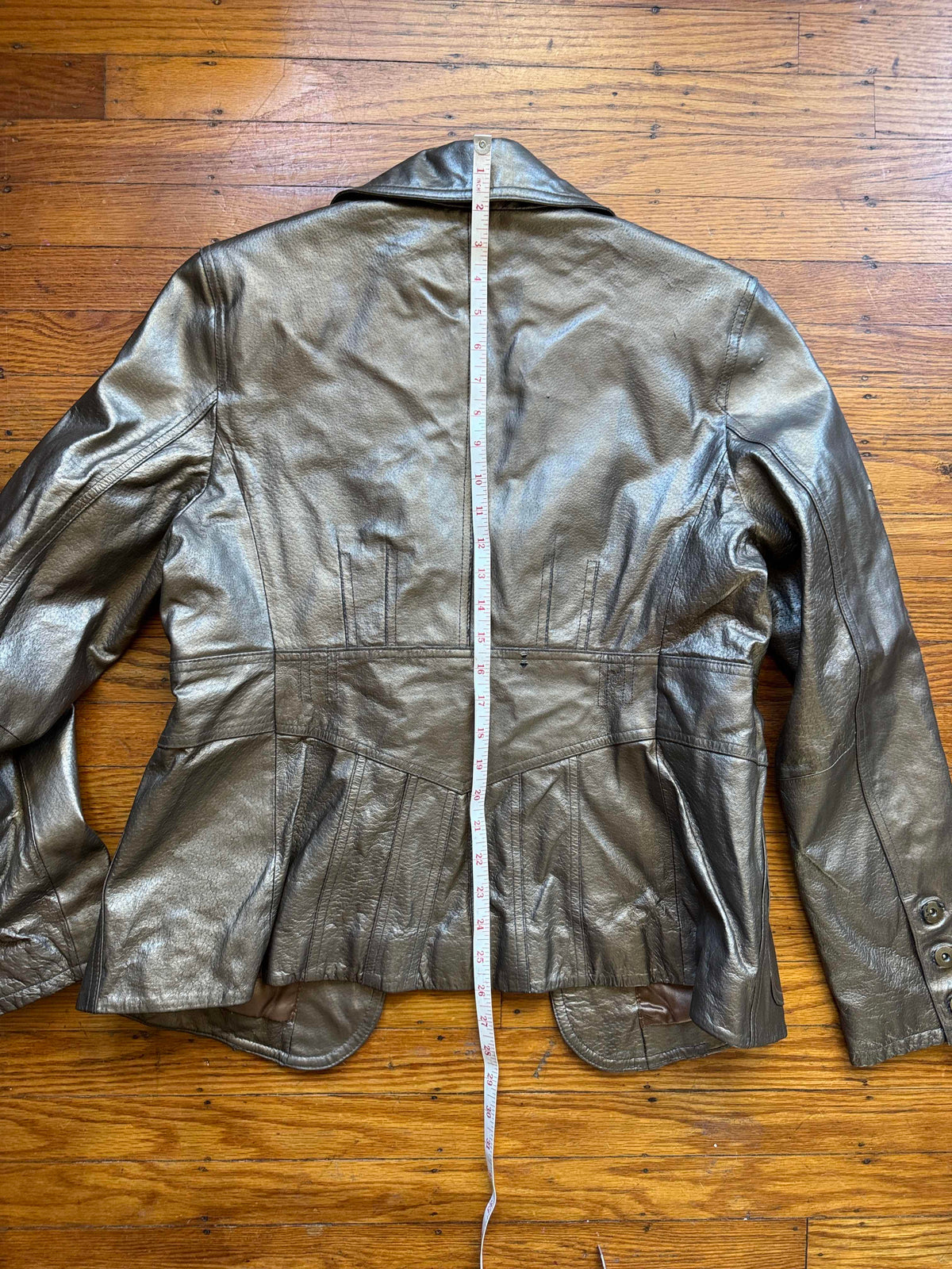 Women's Gold Leather Jacket, M