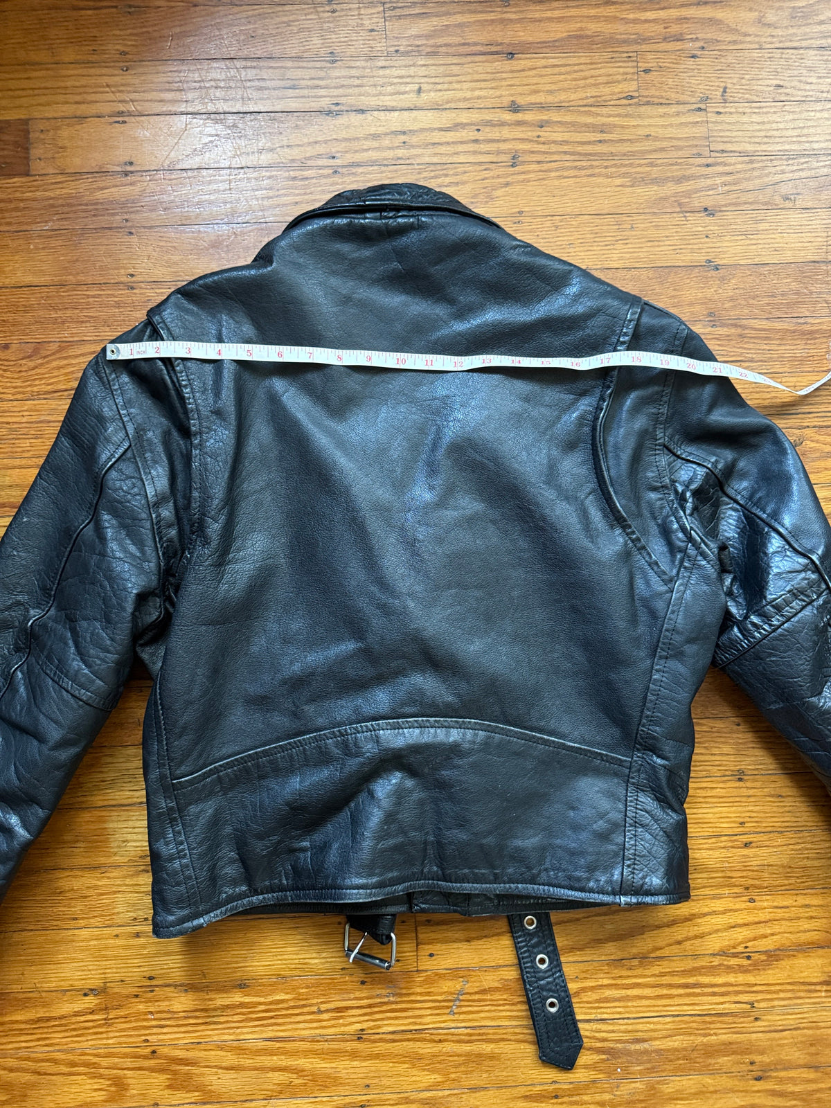 Men's Vintage 1980's Black Leather Motorcycle Jacket, L /40 (Copy)