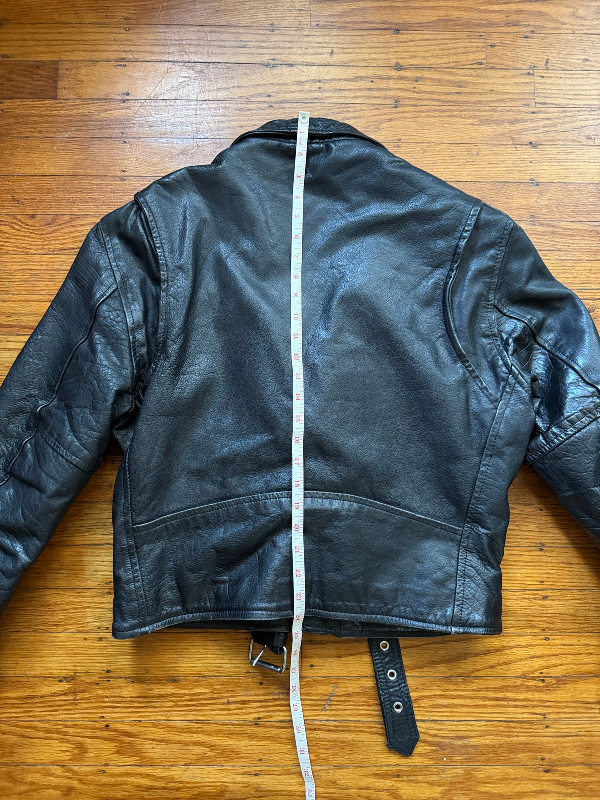 Men's Vintage 1980's Black Leather Motorcycle Jacket, L /40 (Copy)