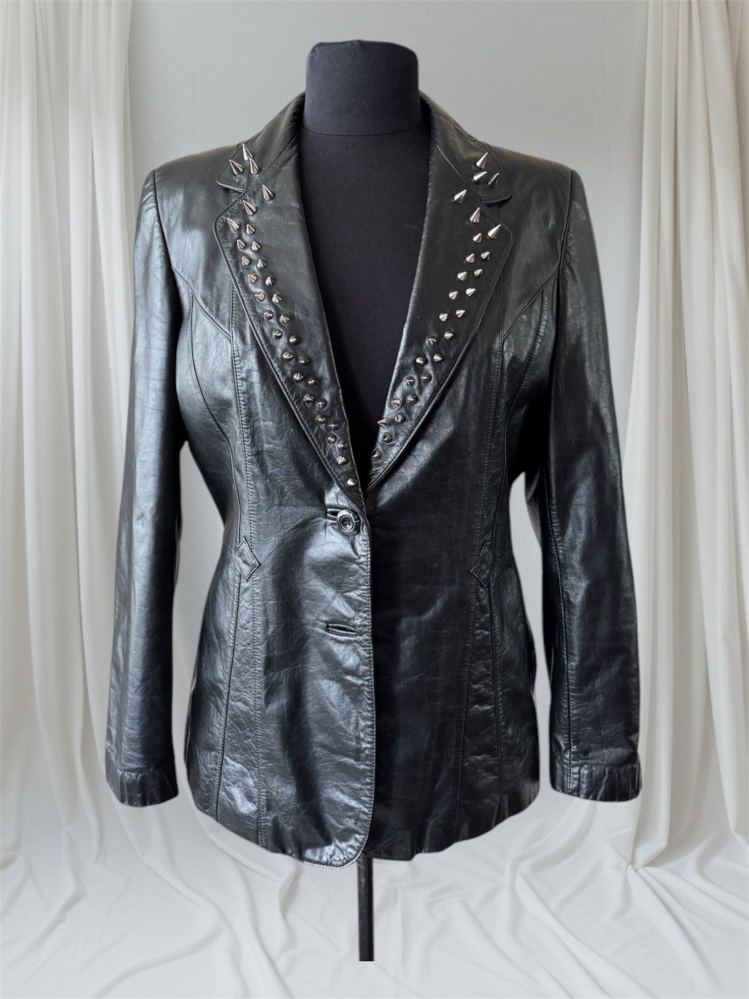 womens spiked leather blazer