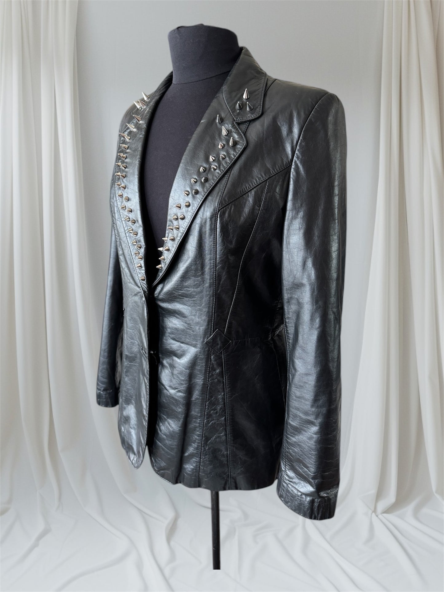 womens spiked leather blazer