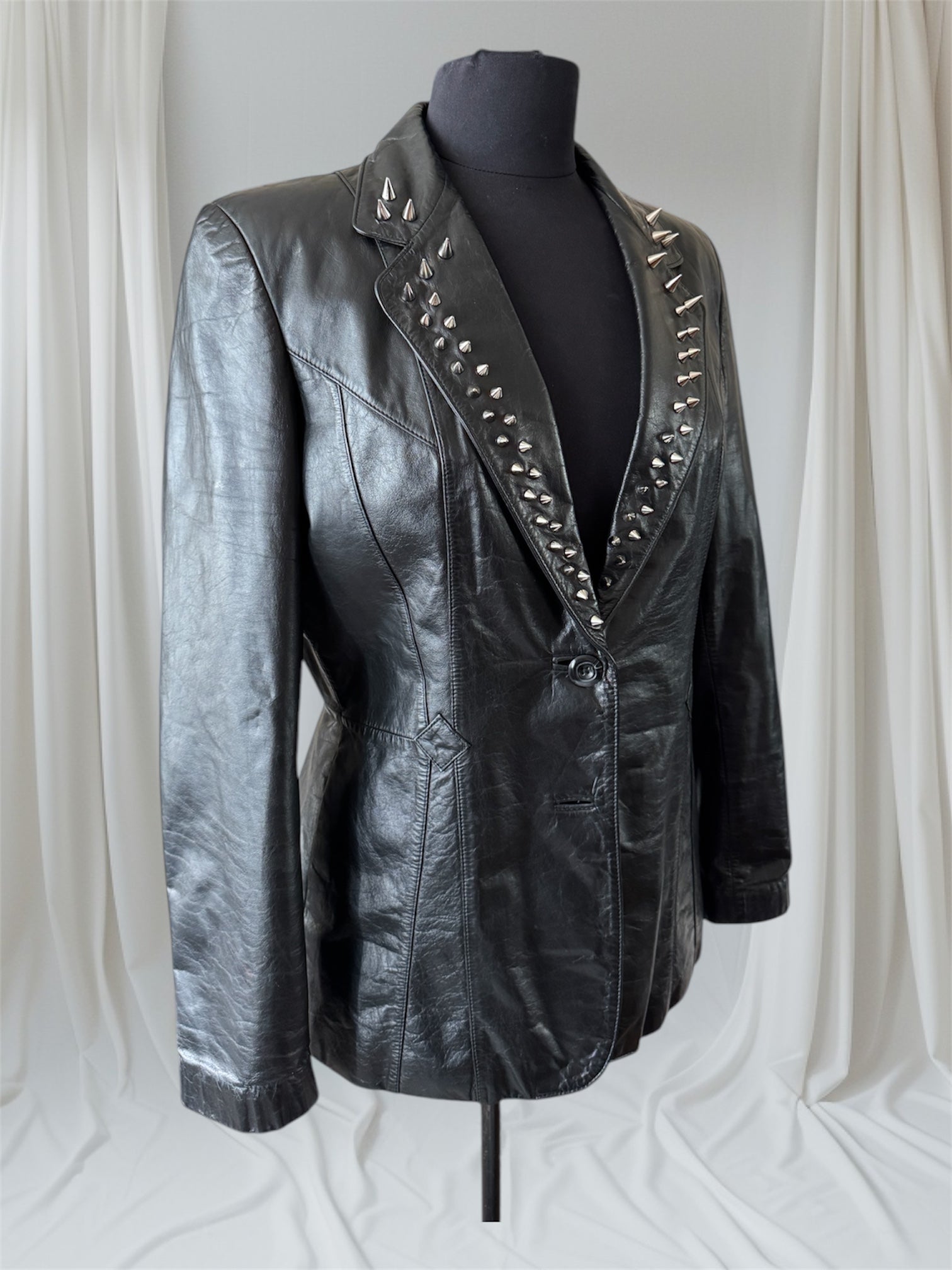 womens spiked leather blazer