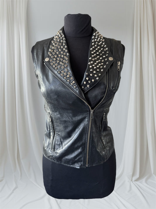 Spiked Spiked Leather Punk Vest, Small
