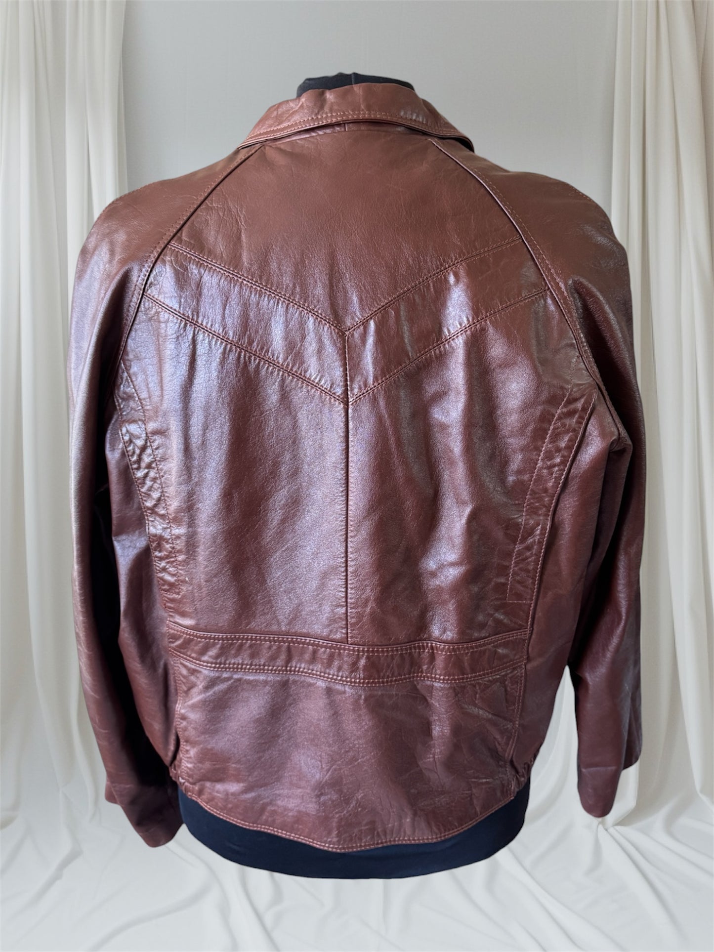 Men's Brown Vintage Leather Jacket, Large, 44