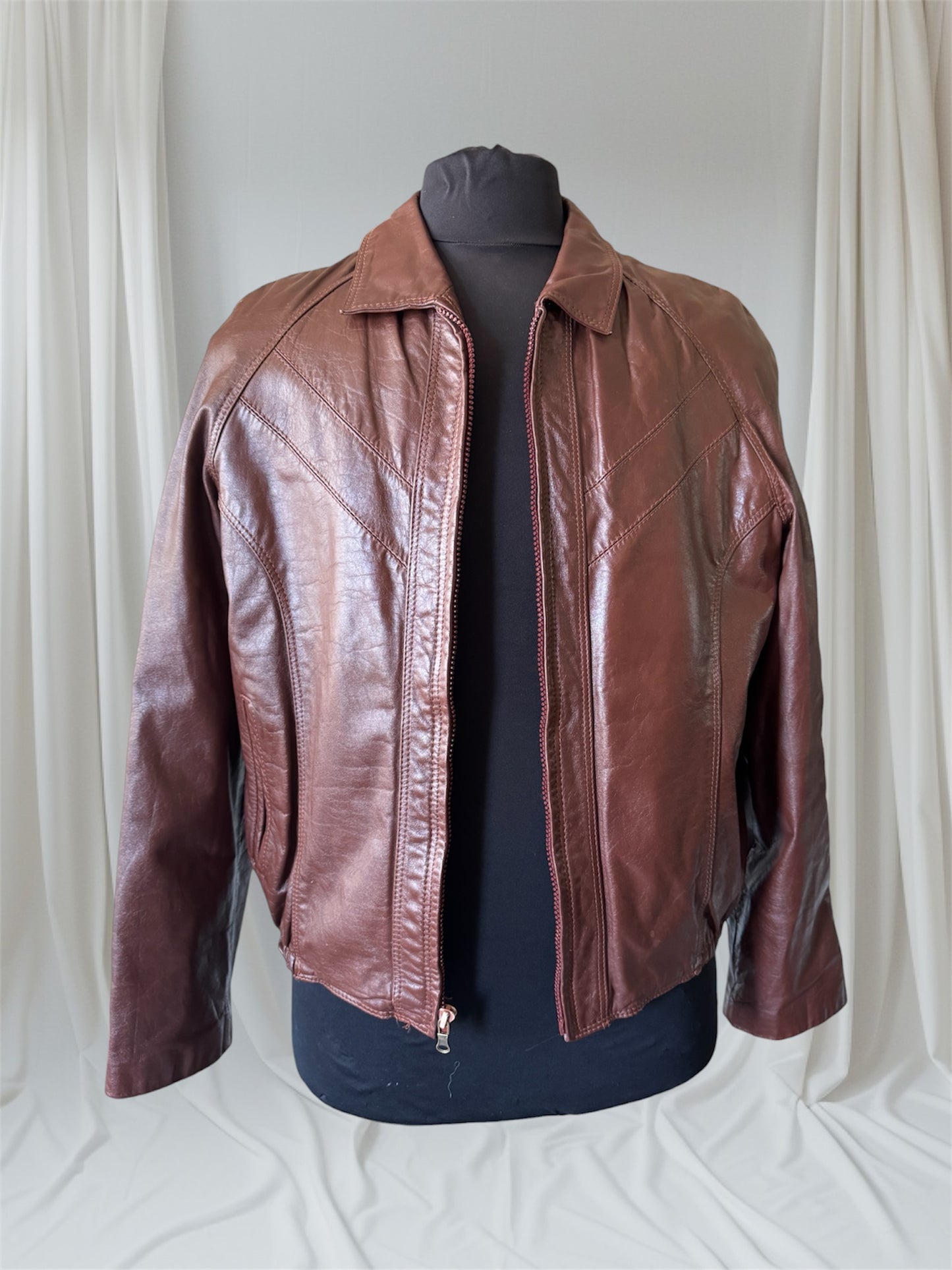 Men's Brown Vintage Leather Jacket, Large, 44