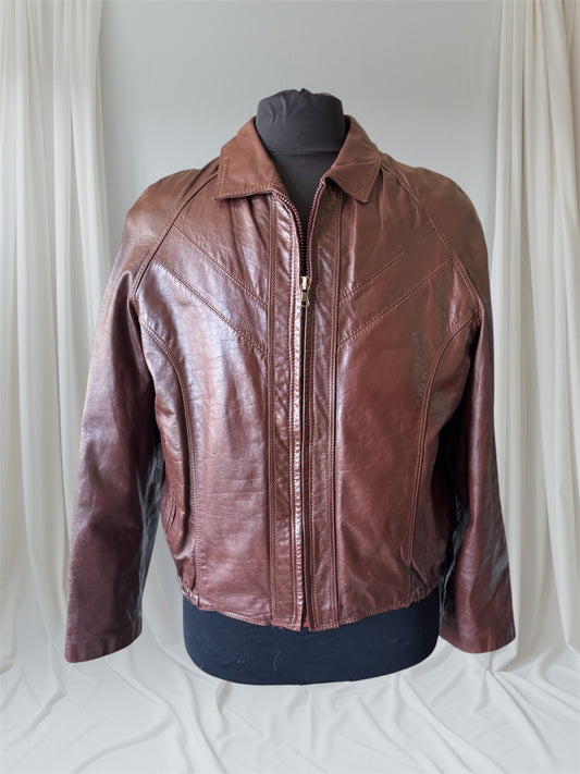 Men's Brown Vintage Leather Jacket, Large, 44
