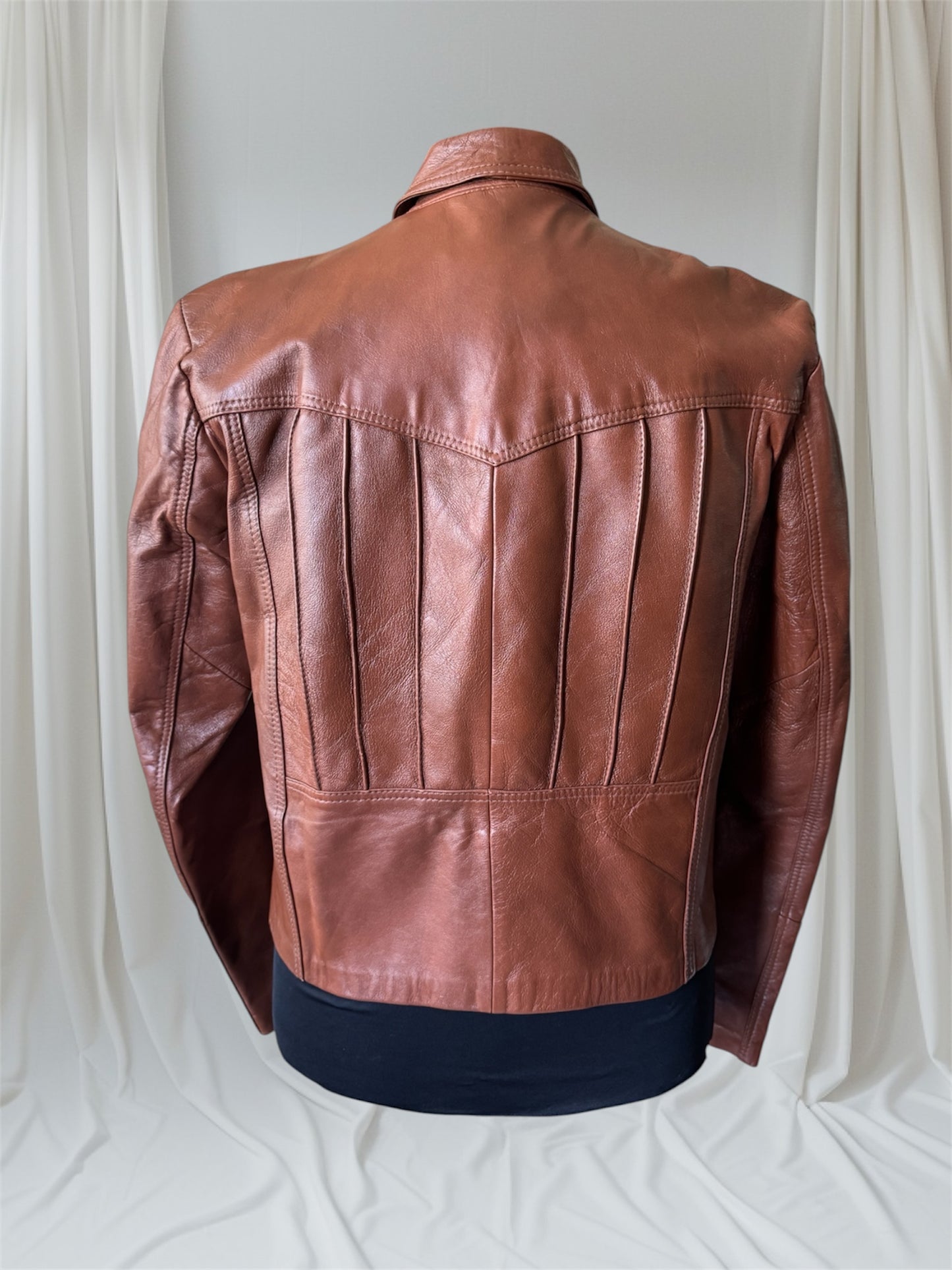Men's Brown Vintage Leather Jacket, Large, 42