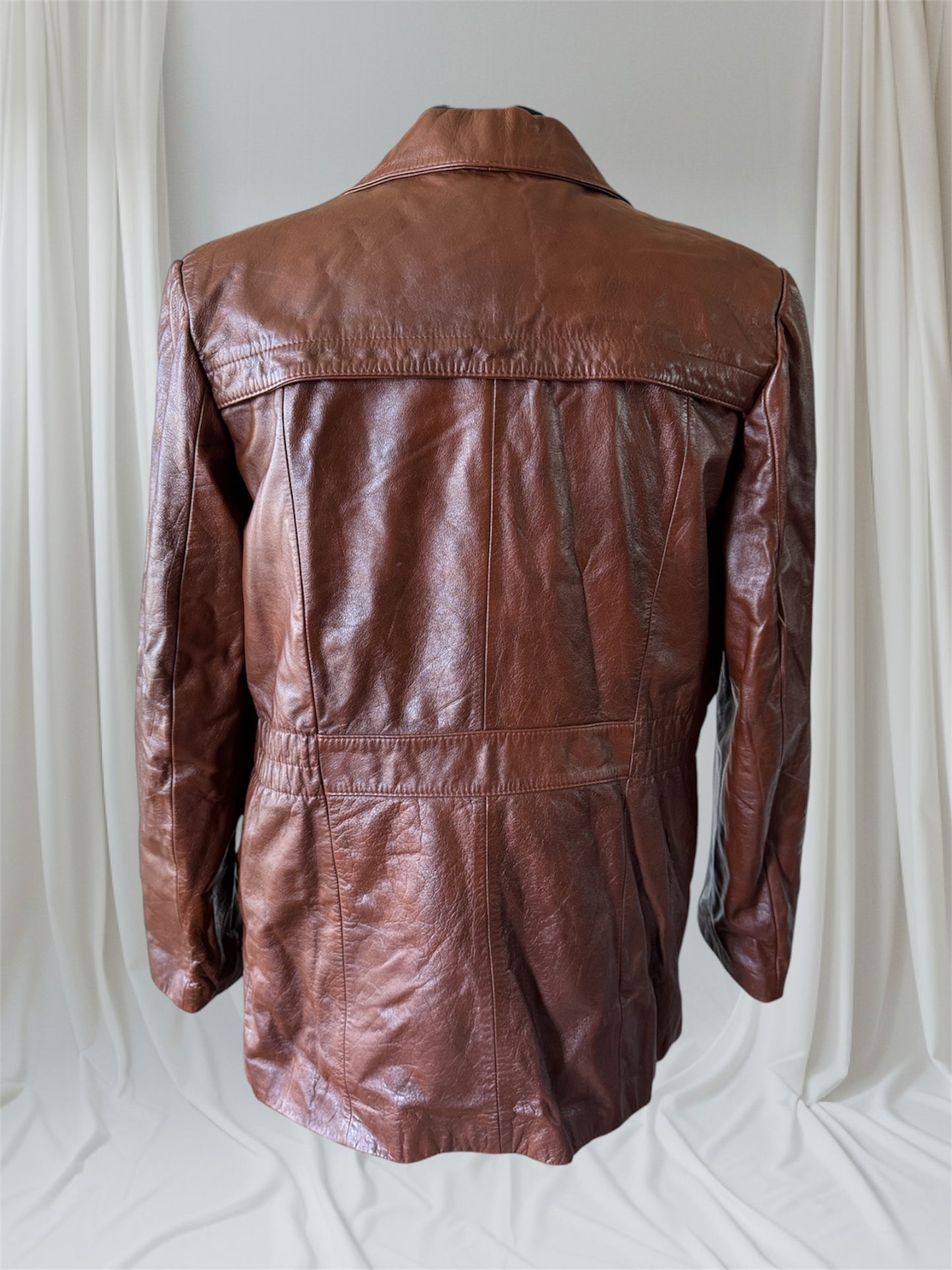 Men's 1970's Brown Vintage Leather Jacket, Large, M 40