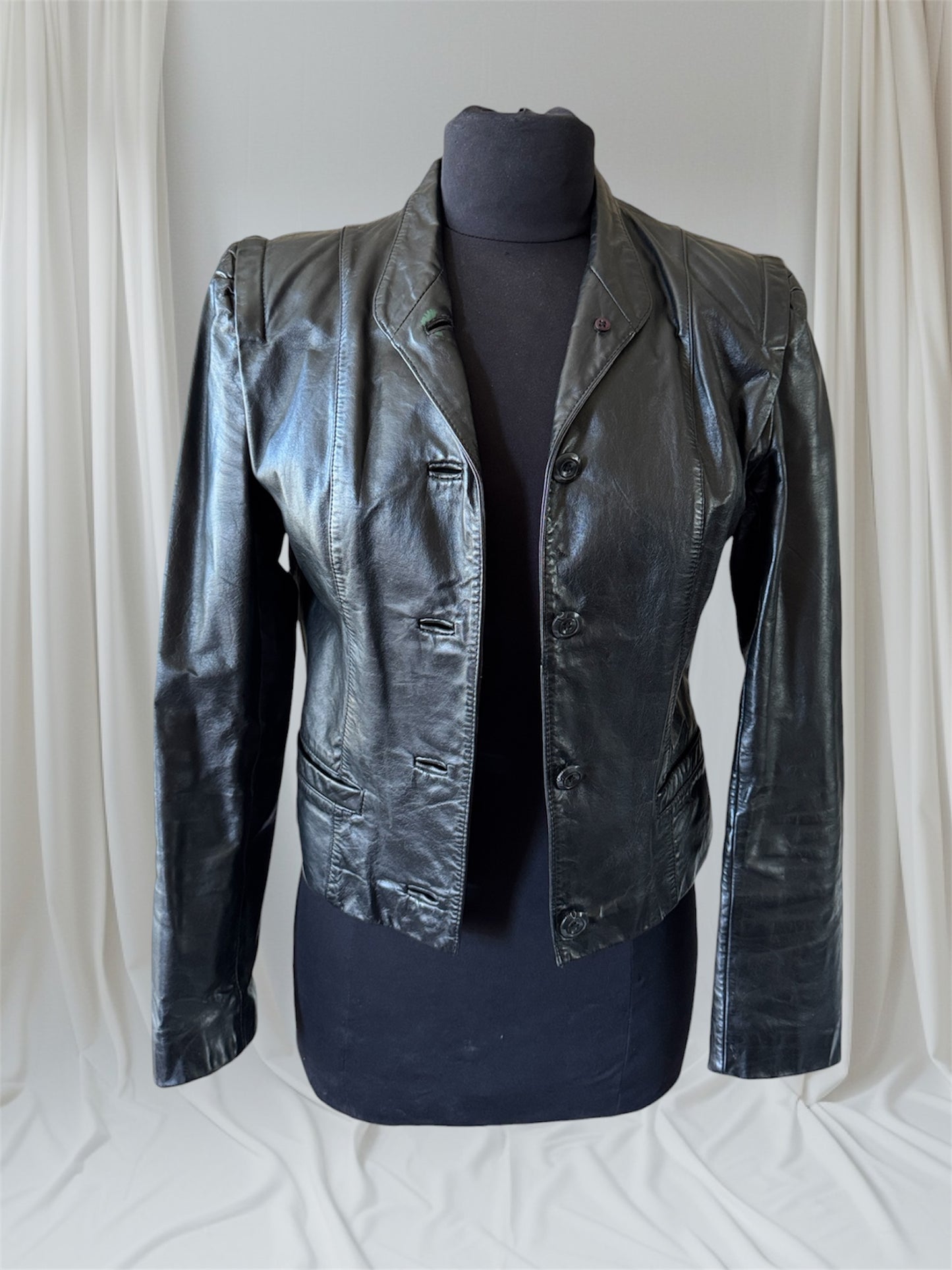 Women's Vintage Leather 80s Jacket, S
