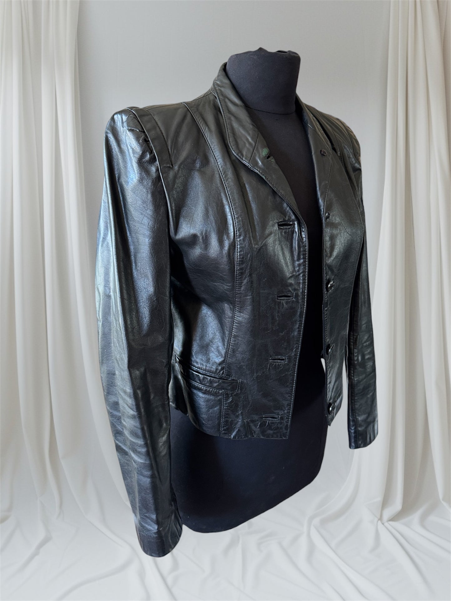 Women's Vintage Leather 80s Jacket, S