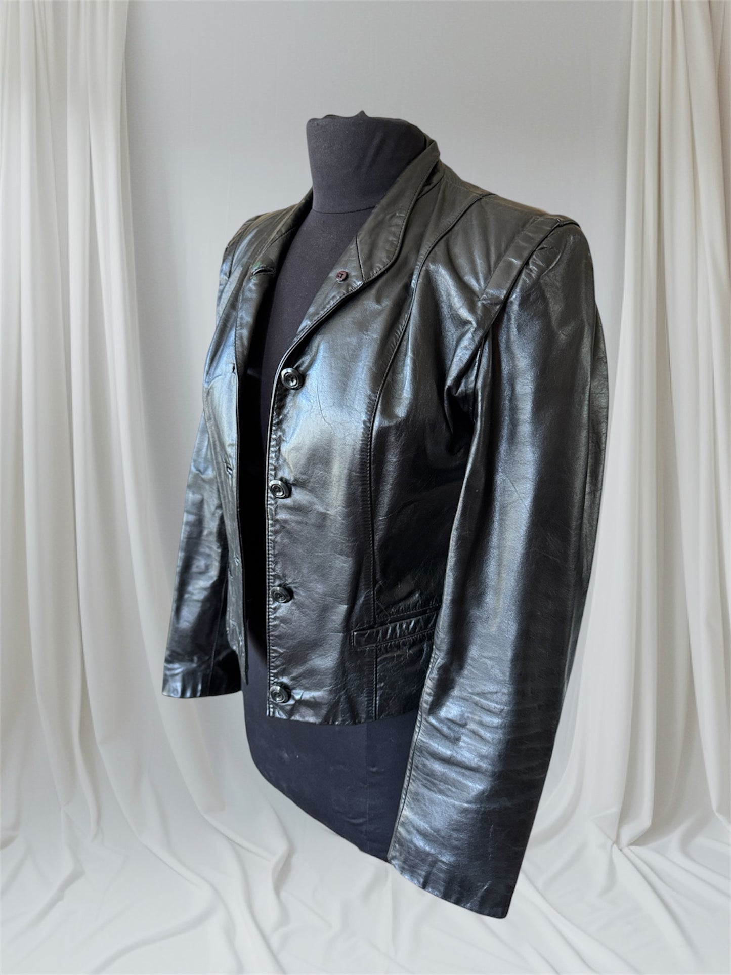 Women's Vintage Leather 80s Jacket, S