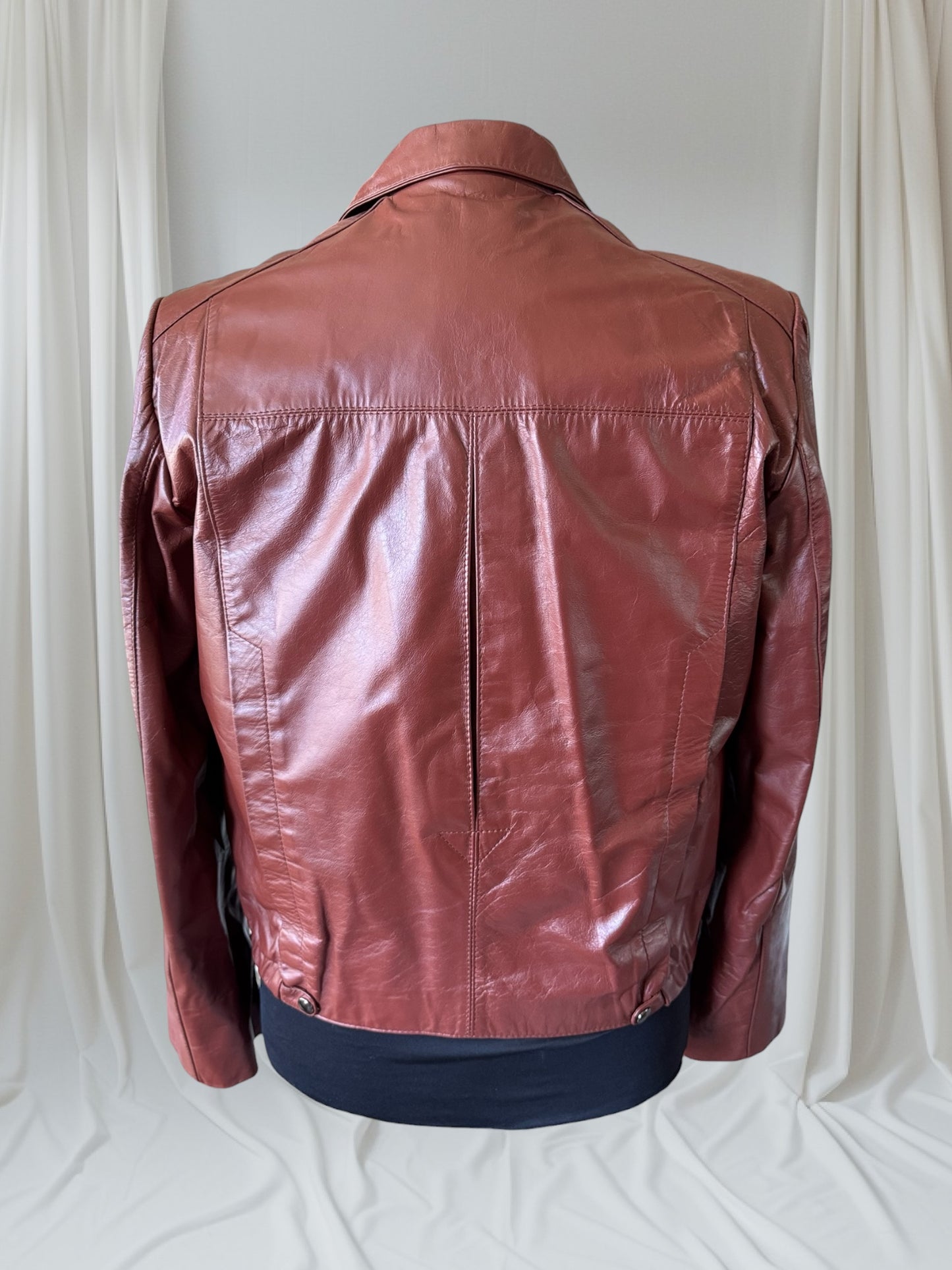 Men's 1970's Brown Vintage Leather Jacket, Large, M 40