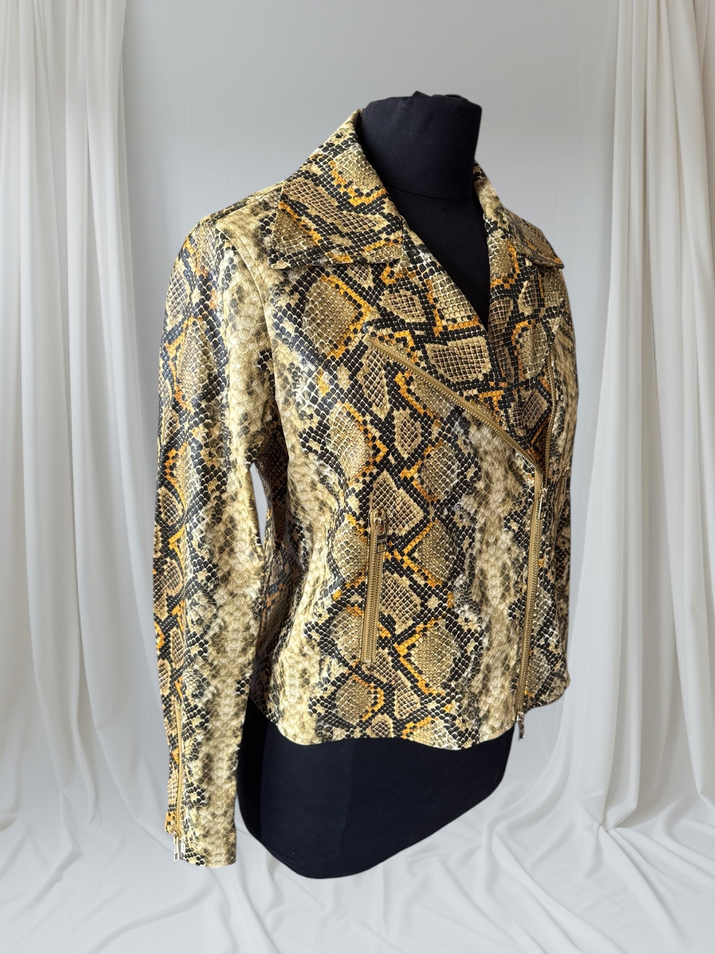 Women's Faux Leather Snakeskin Jacket, M