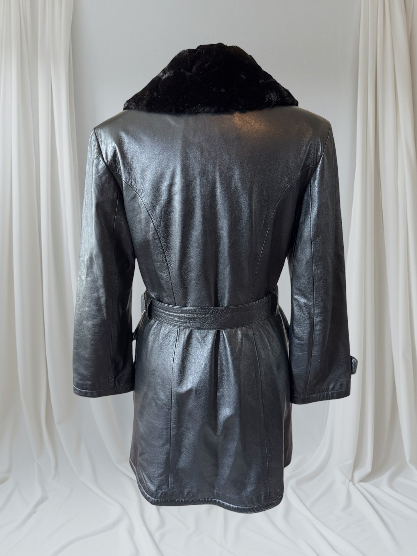 Women's Leather Trench Coat, M-L