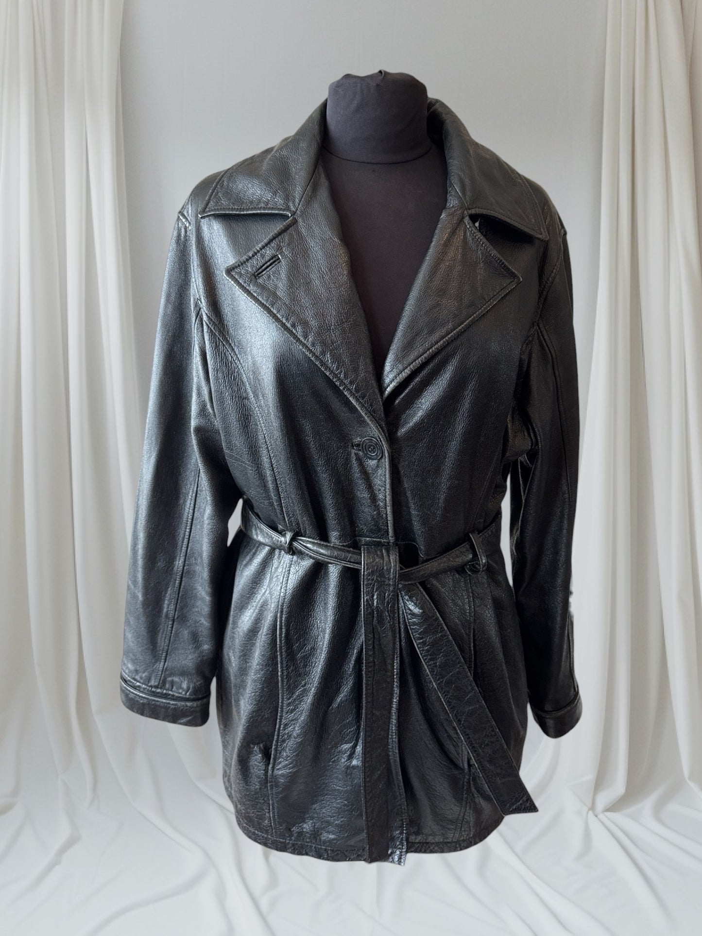 Women's Leather Trench Coat, L