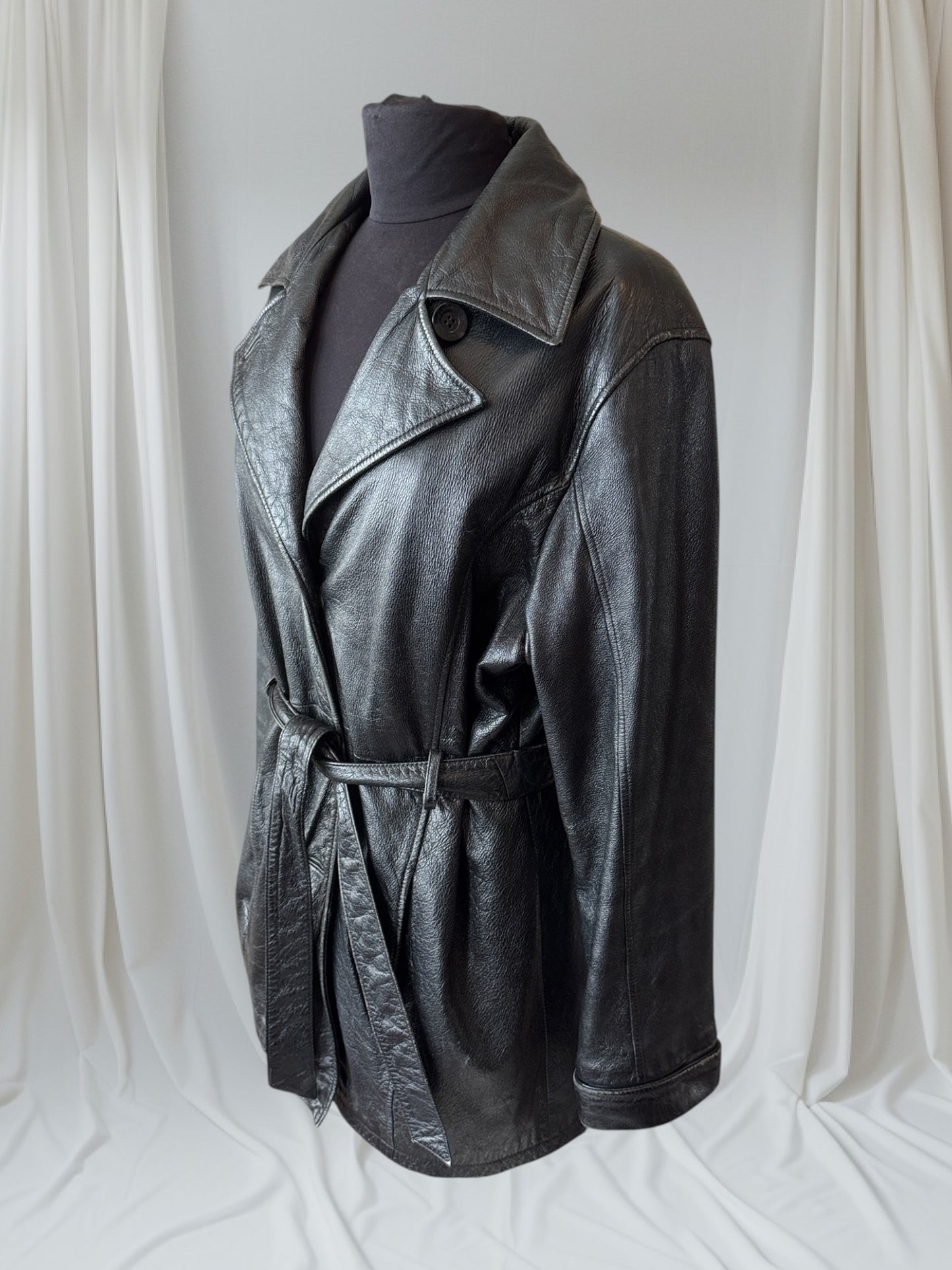 Women's Leather Trench Coat, L
