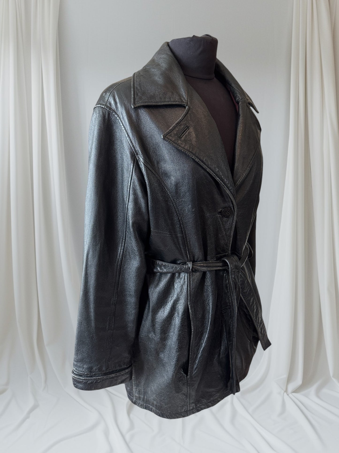 Women's Leather Trench Coat, L