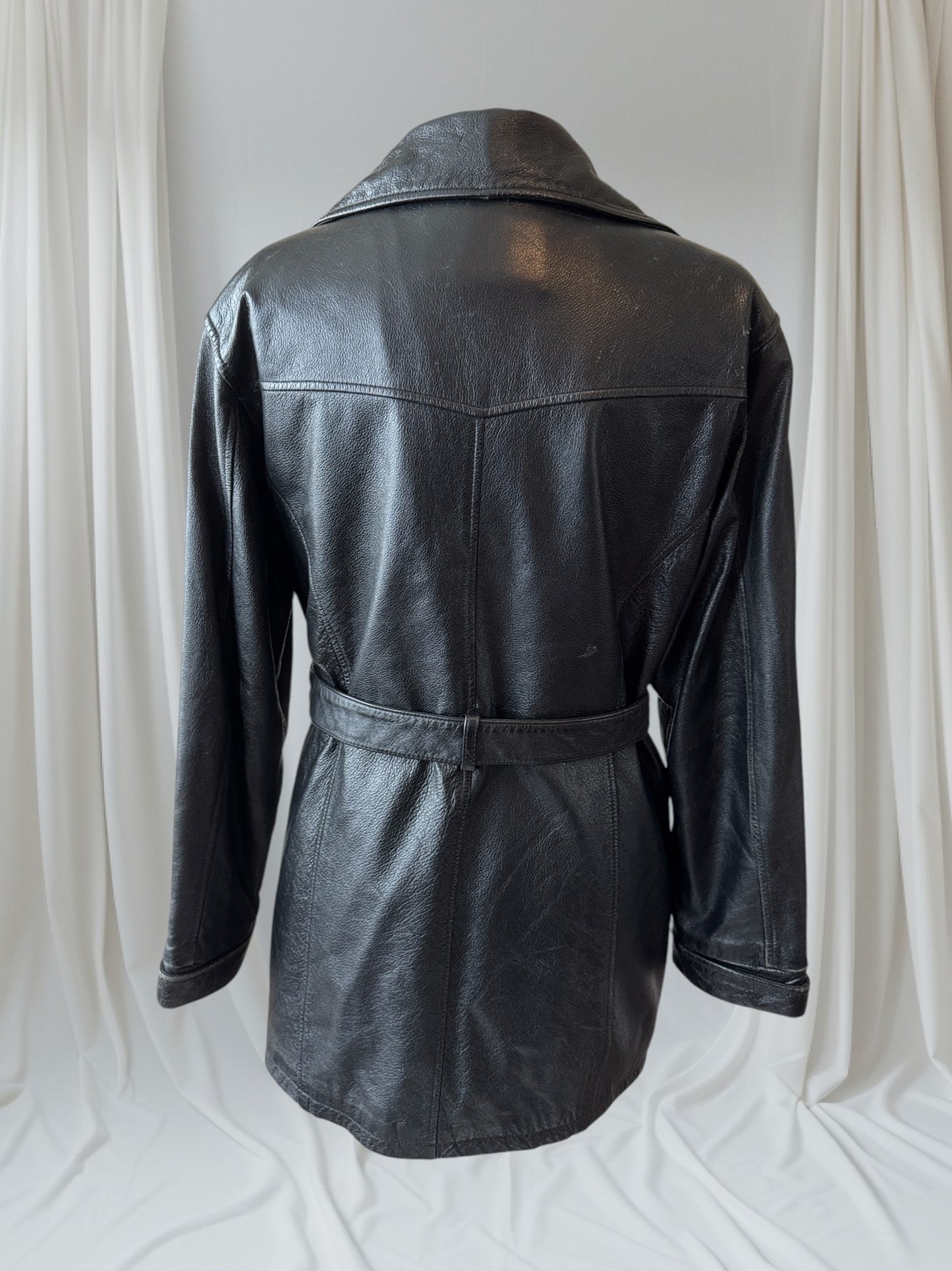 Women's Leather Trench Coat, L