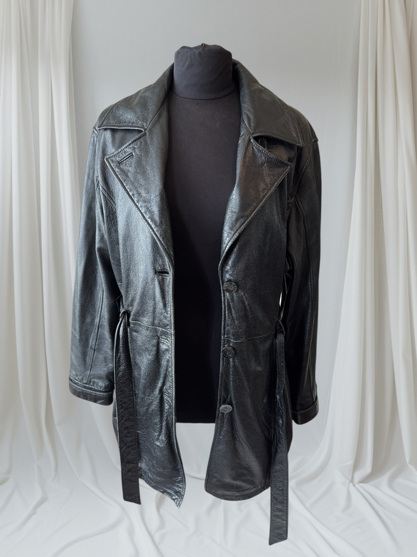 Women's Leather Trench Coat, L