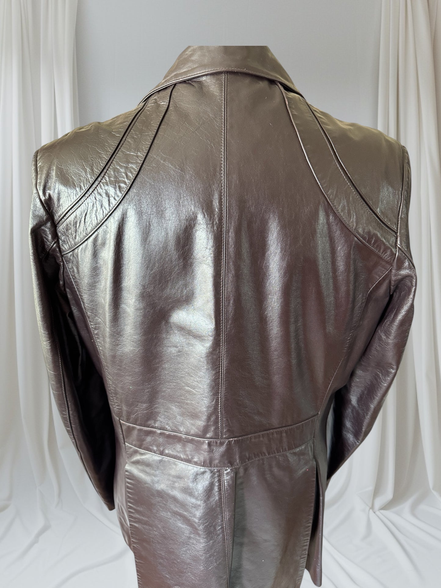 Men's 1970's Dark Brown Vintage Leather Jacket, L 42