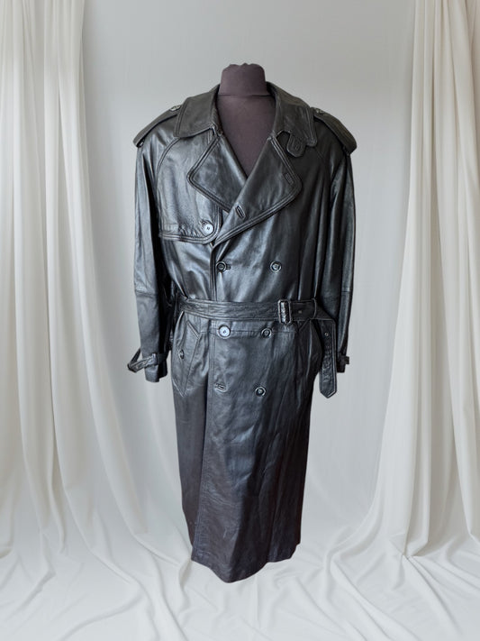 Men's Leather Trench Coat Size L 42