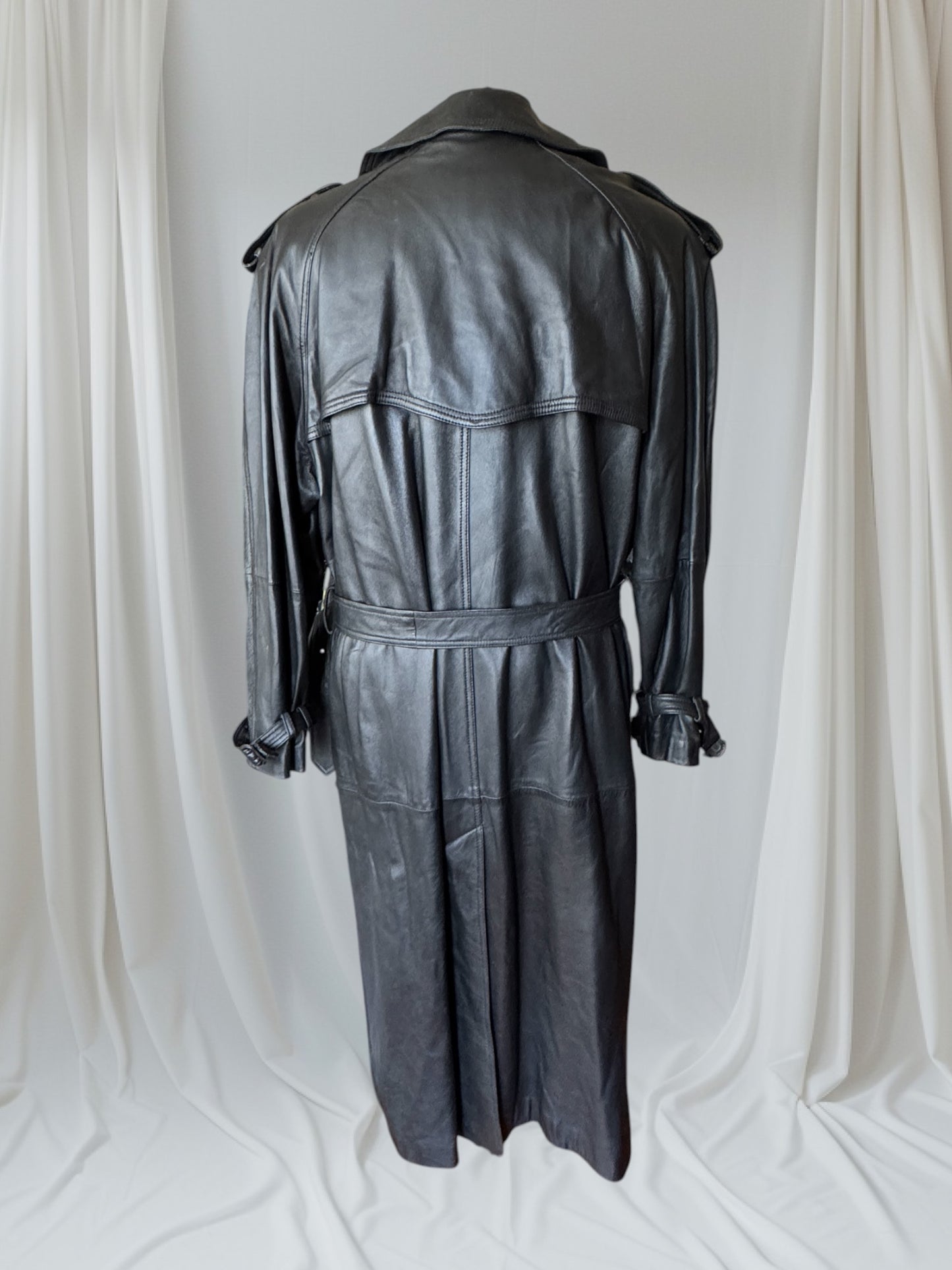 Men's Leather Trench Coat Size L 42