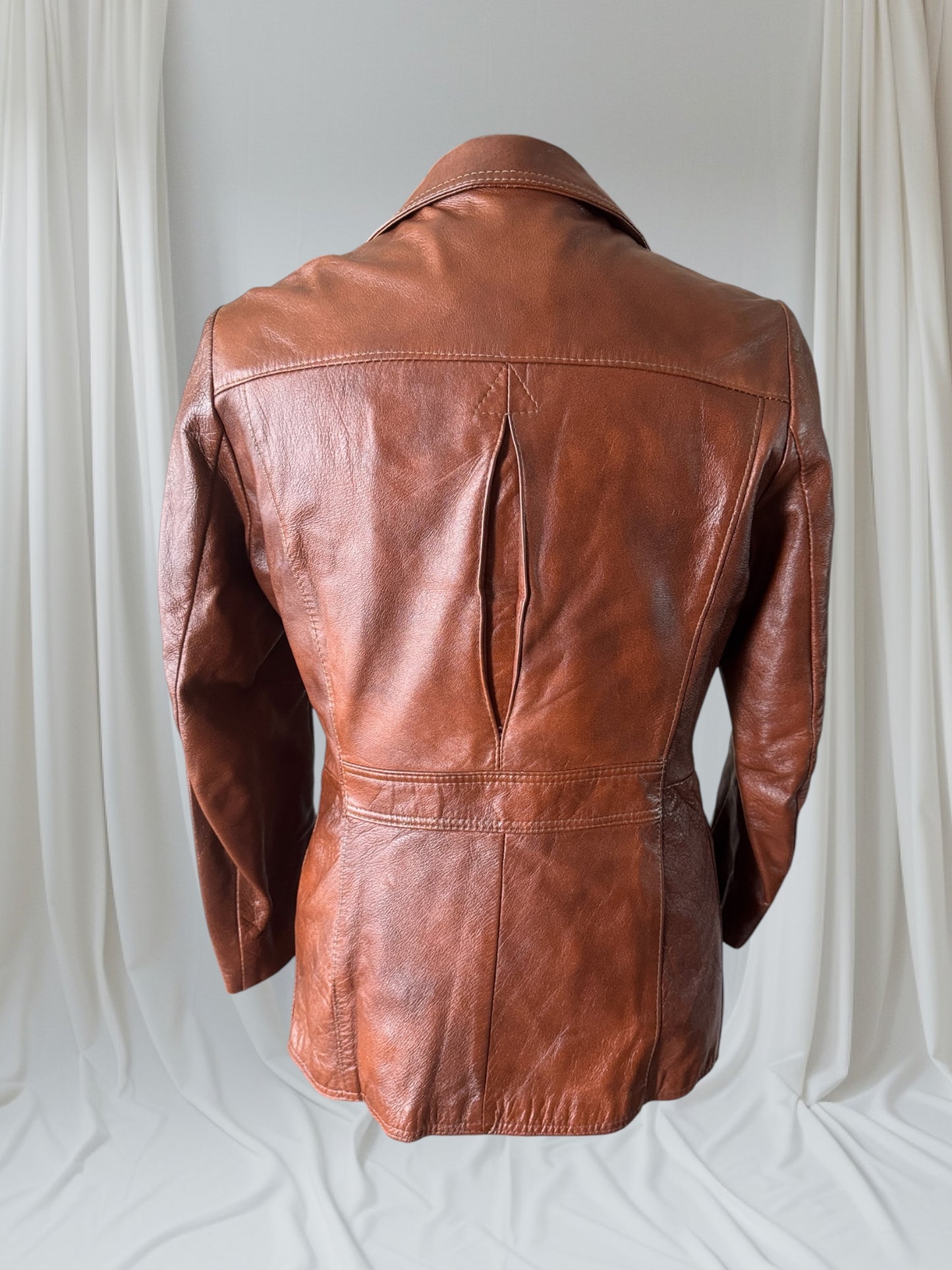 Men's 1970's Brown Vintage Leather Jacket, L 40