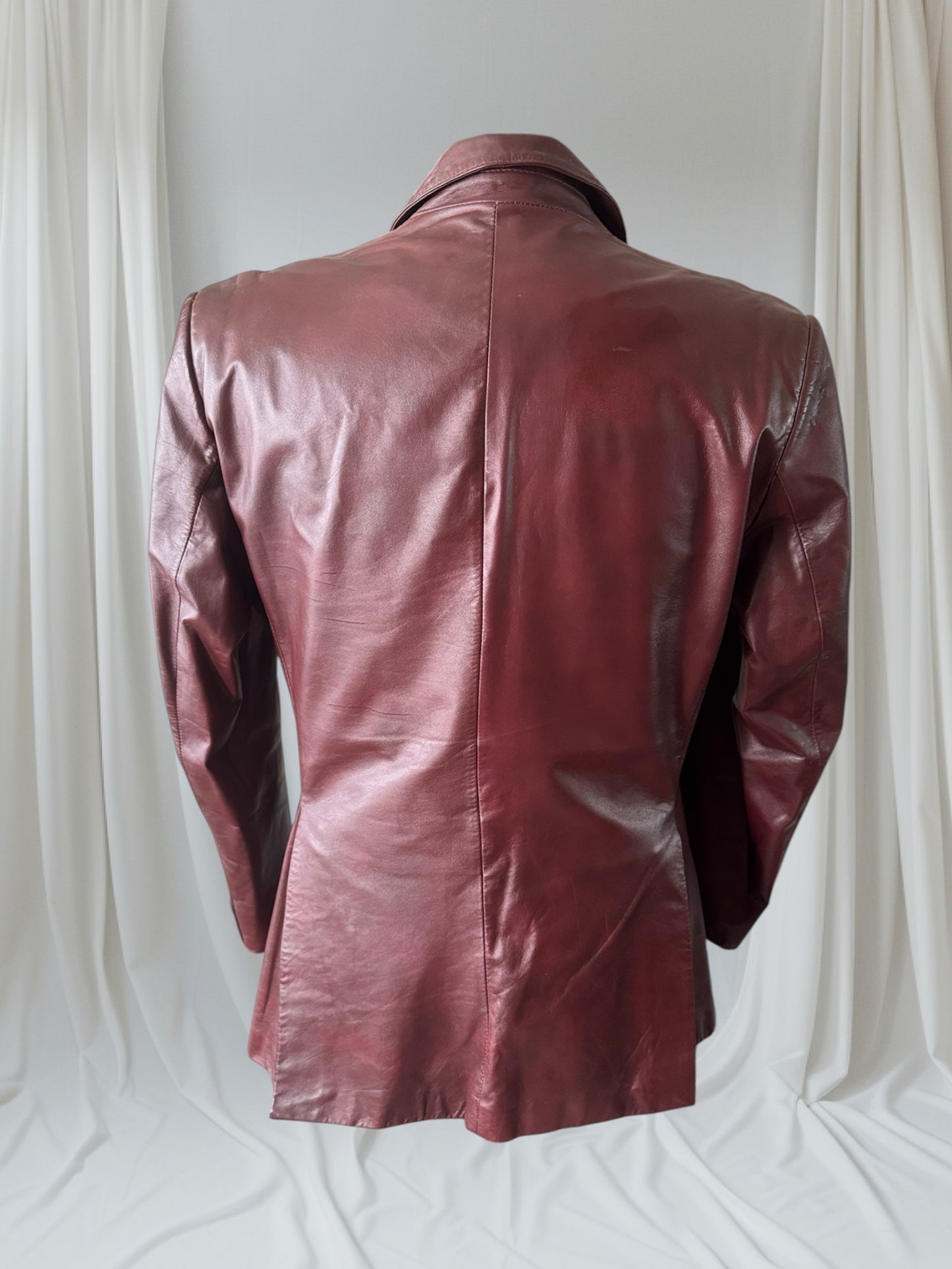 Men's Oxblood Vintage Leather Blazer, L 42