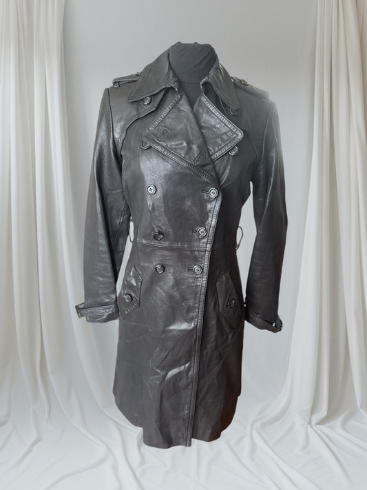 Women's Leather Trench Coat, M