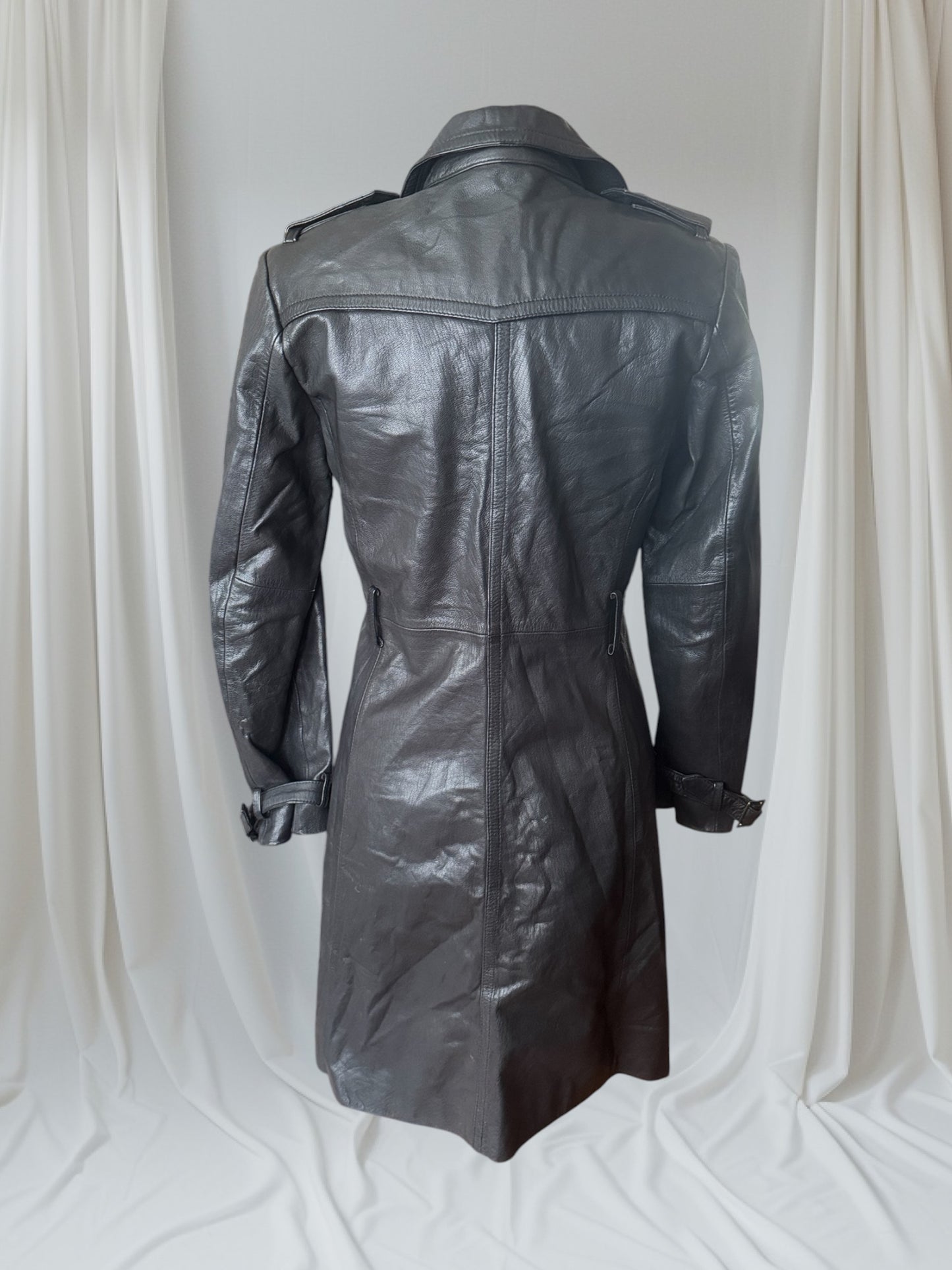 Women's Leather Trench Coat, M