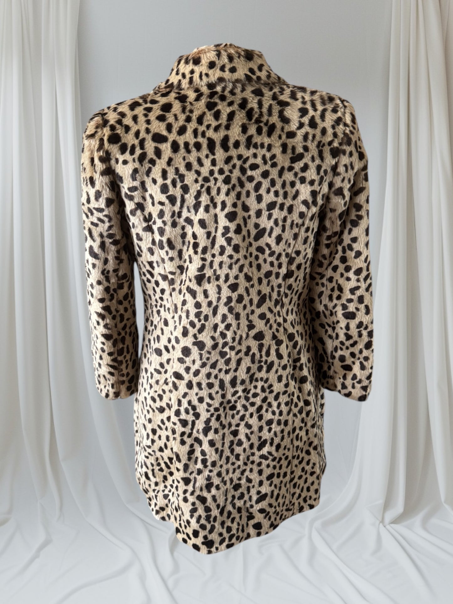 Women's Cheetah Print Faux Fur Coat, S