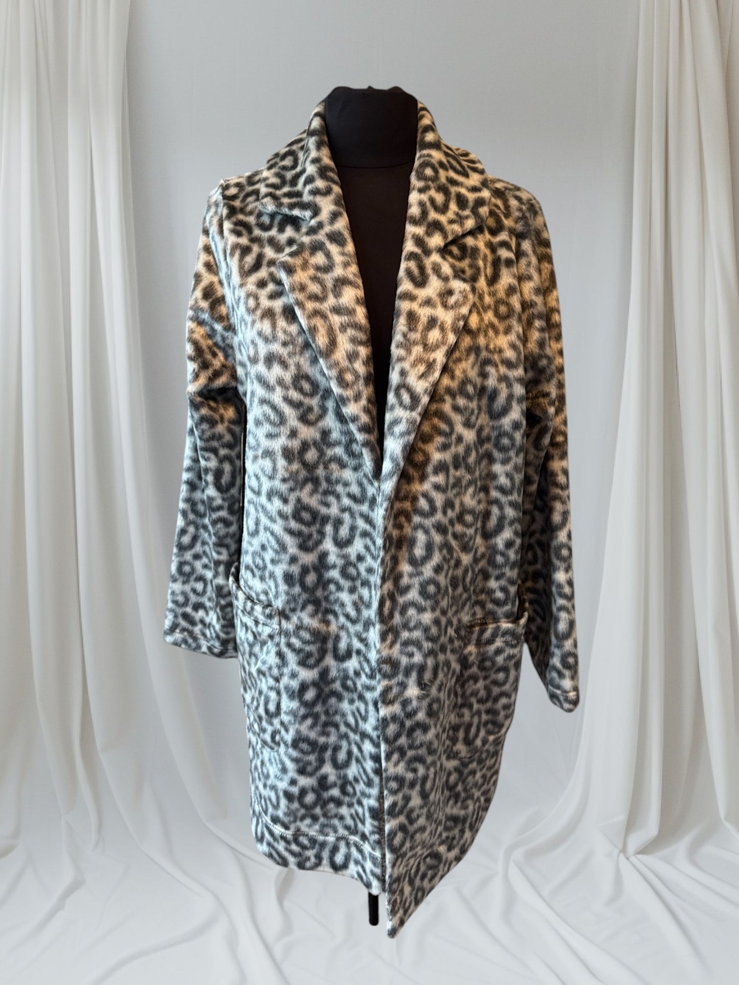 Leopard Print Faux Fur-felt Coat, L
