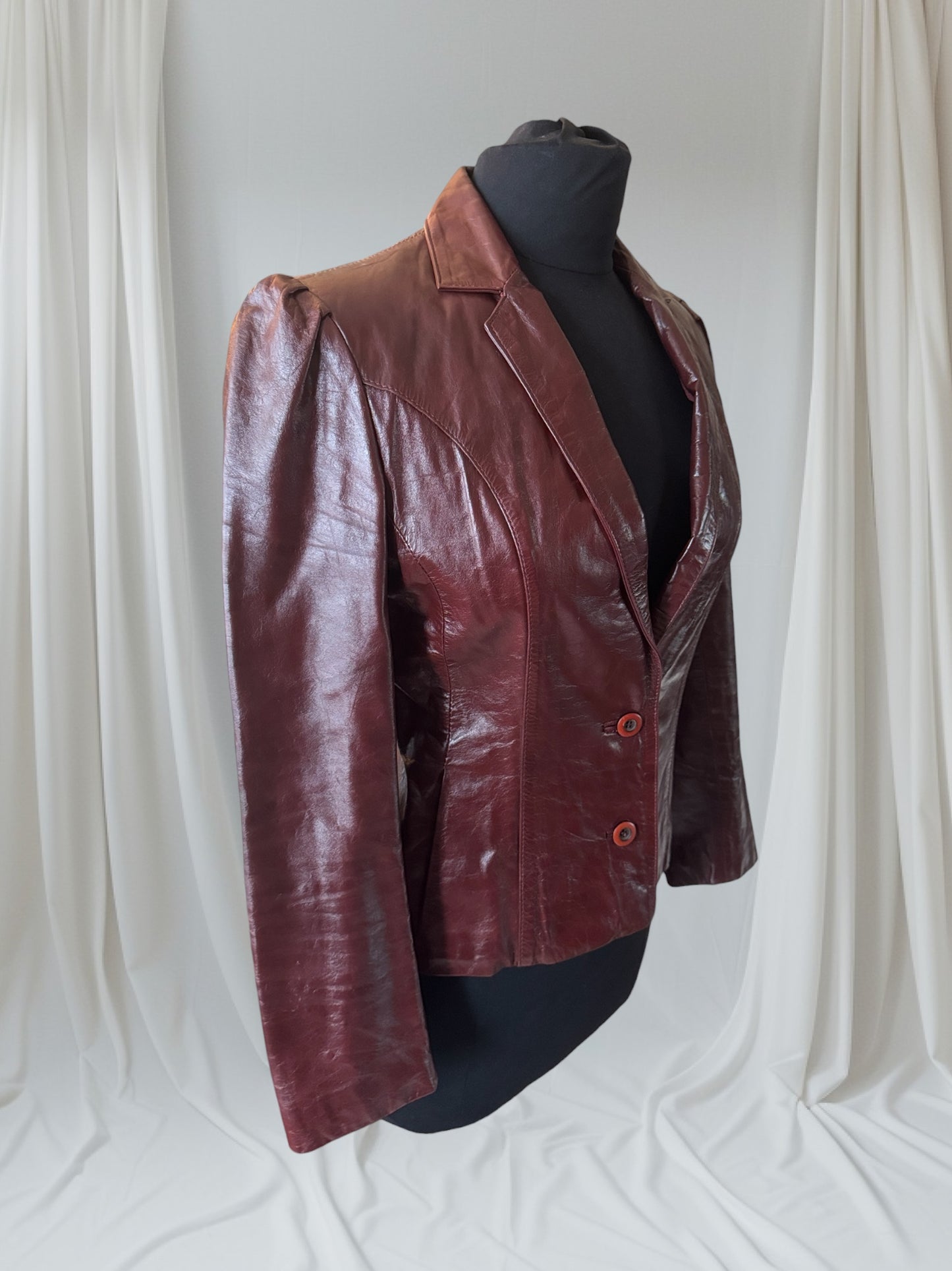 Vintage 1970s Oxblood Leather Women's jacket, Size S