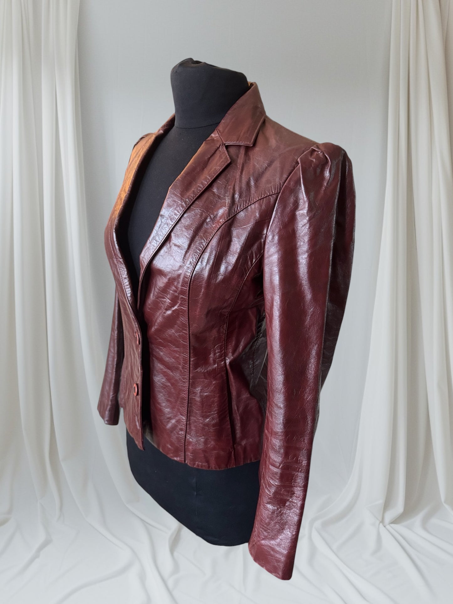 Vintage 1970s Oxblood Leather Women's jacket, Size S