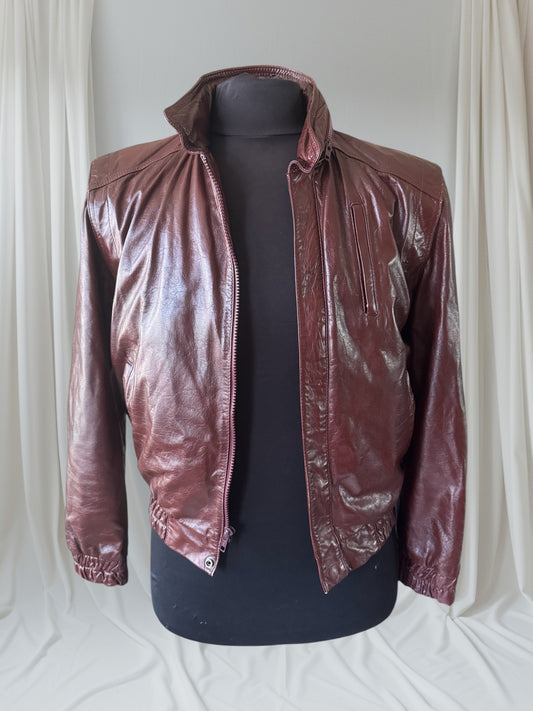 Men's (Unisex) 1970's Oxblood Vintage Leather Jacket, M 36