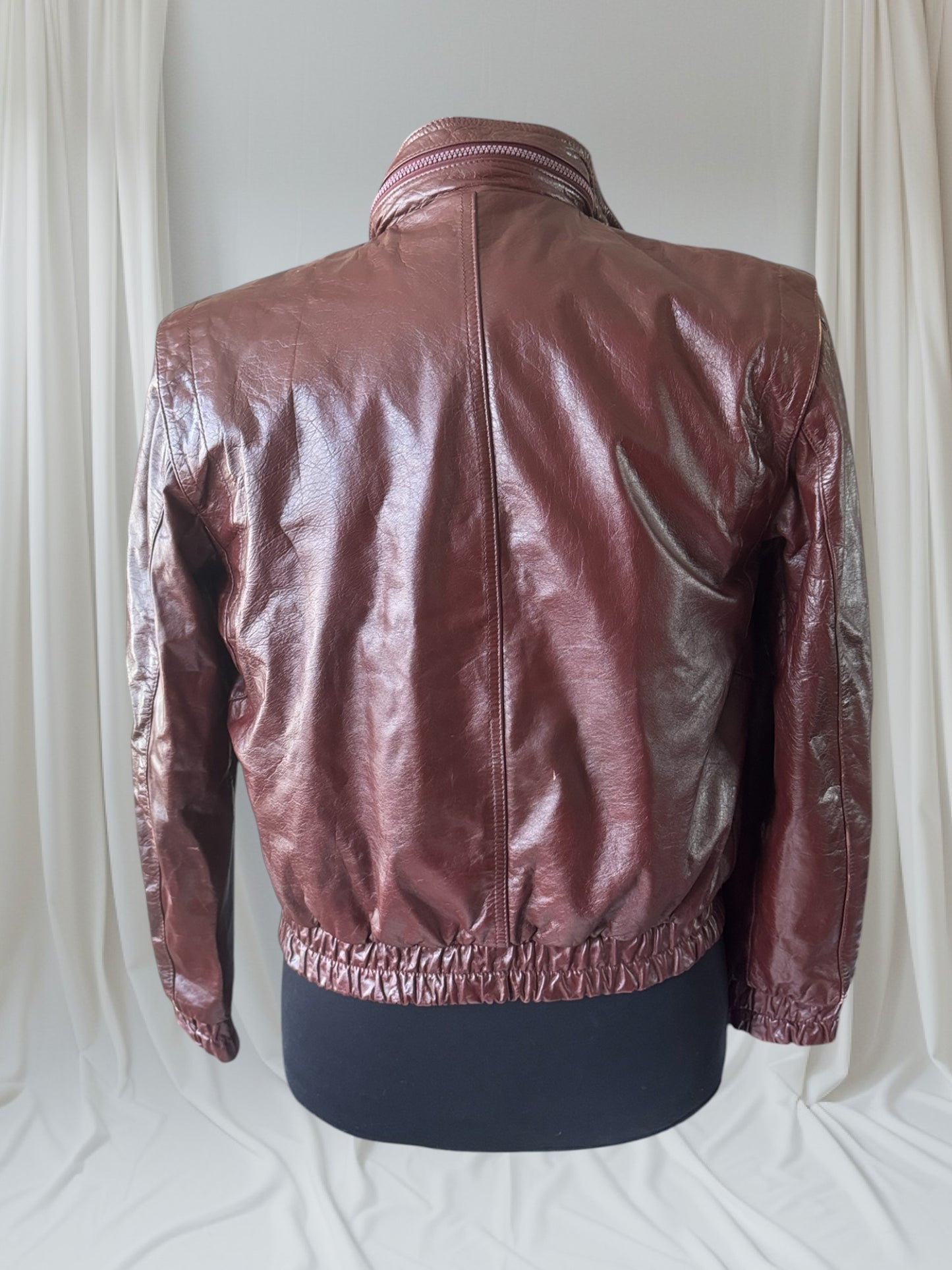 Men's (Unisex) 1970's Oxblood Vintage Leather Jacket, M 36