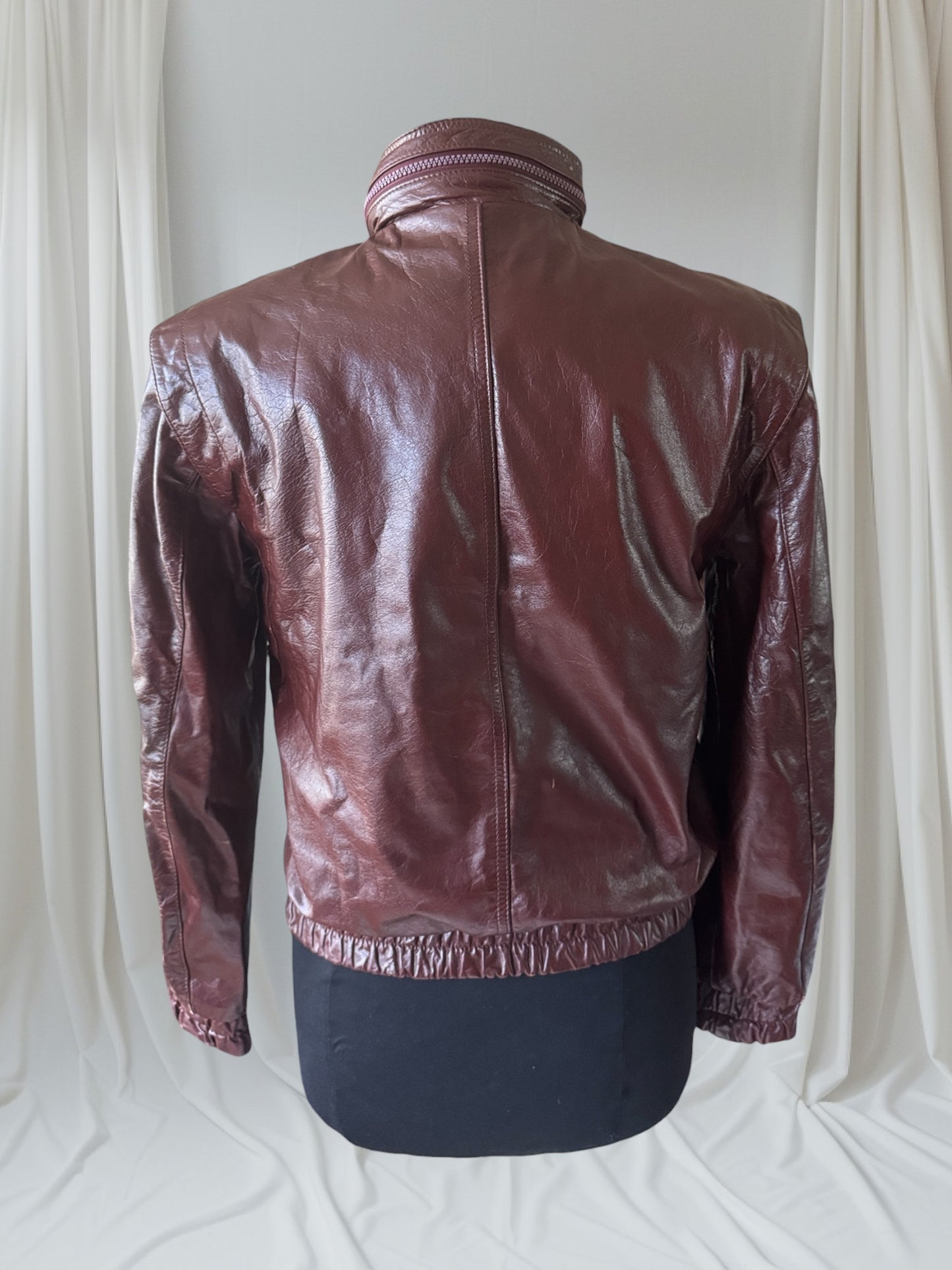 Men's (Unisex) 1970's Oxblood Vintage Leather Jacket, M 36
