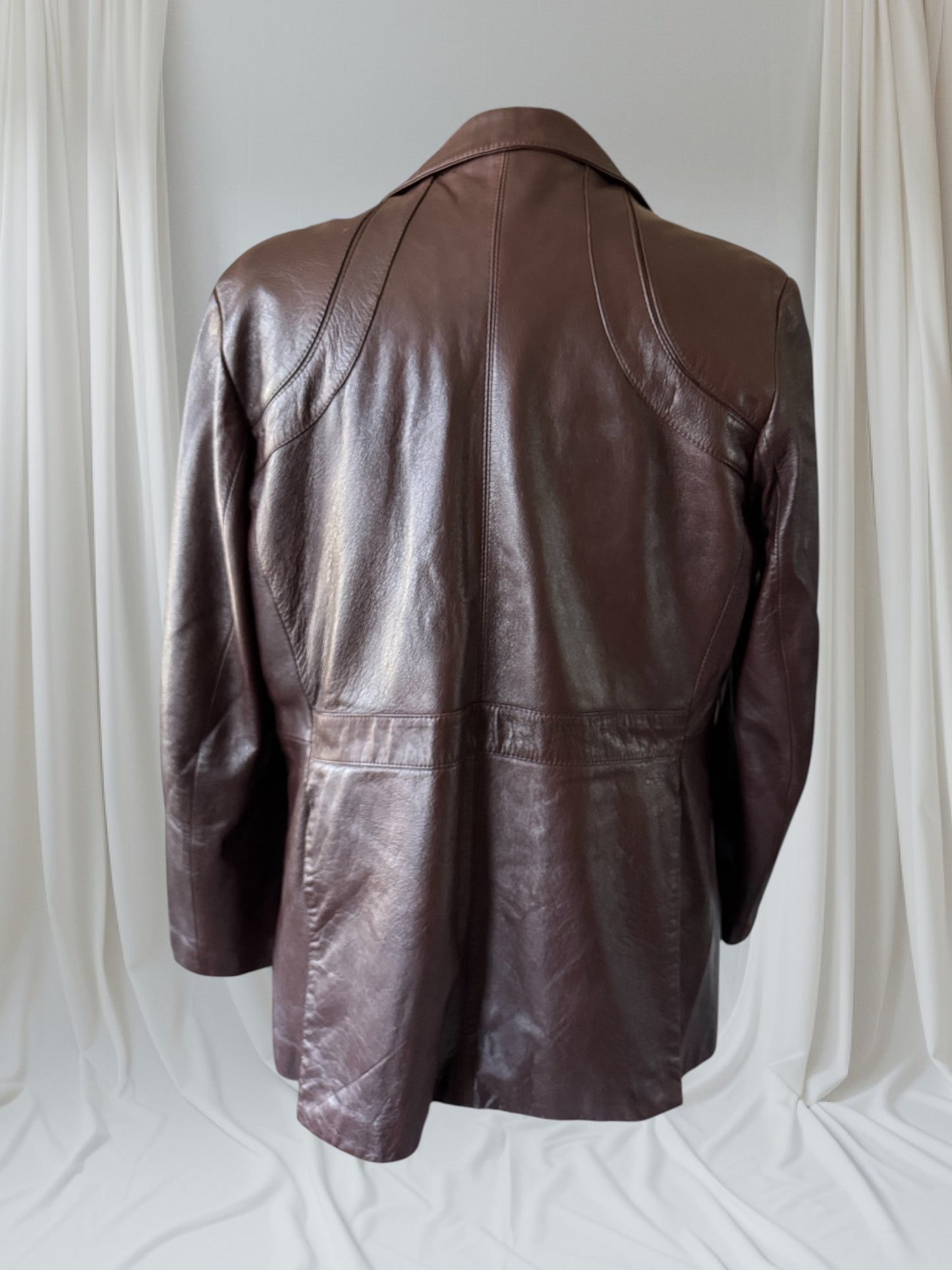 Men's 1970's Dark Brown Vintage Leather Jacket, L 42