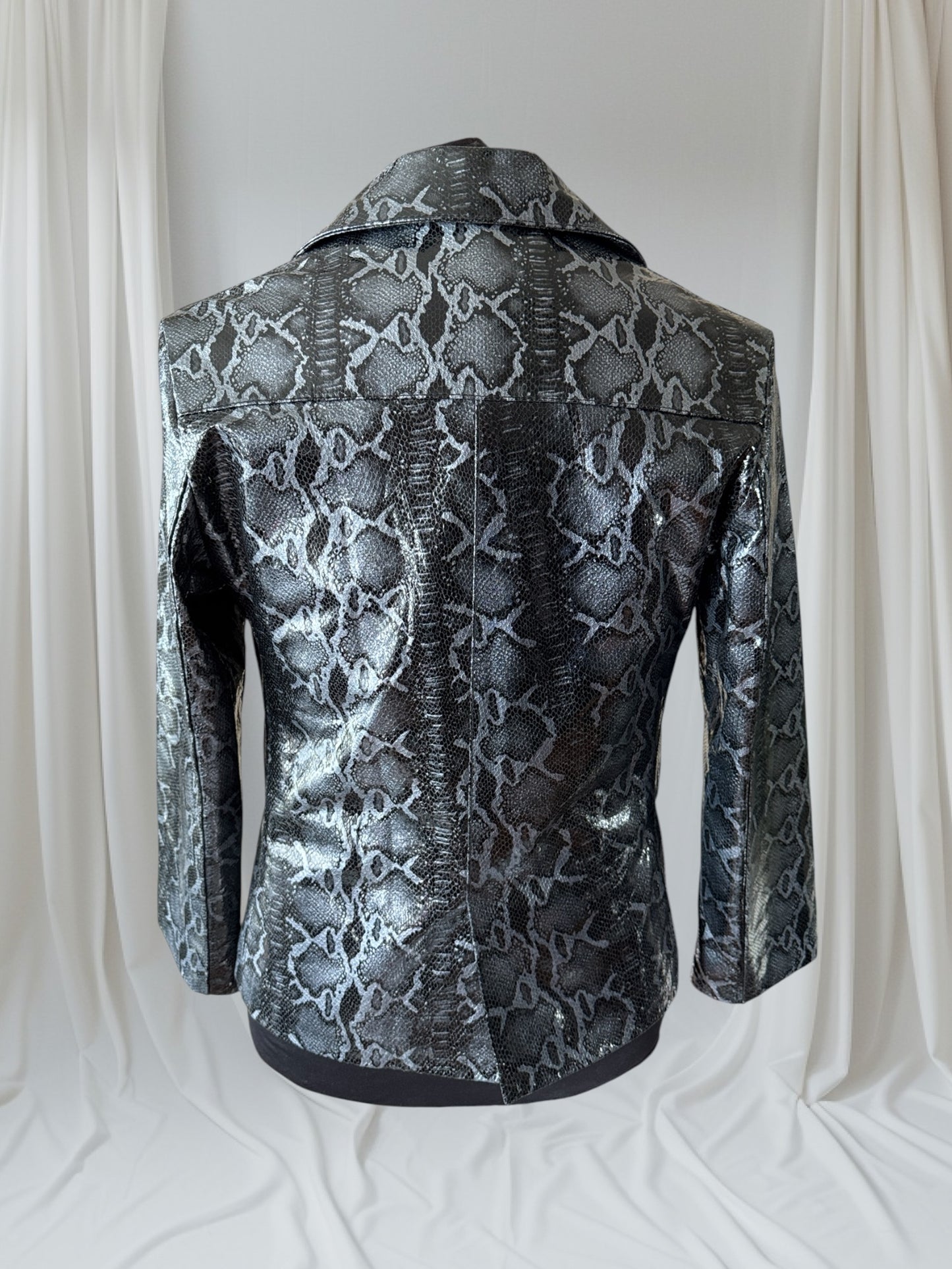 Men's Leather Snakeskin-look Blazer Jacket, Medium