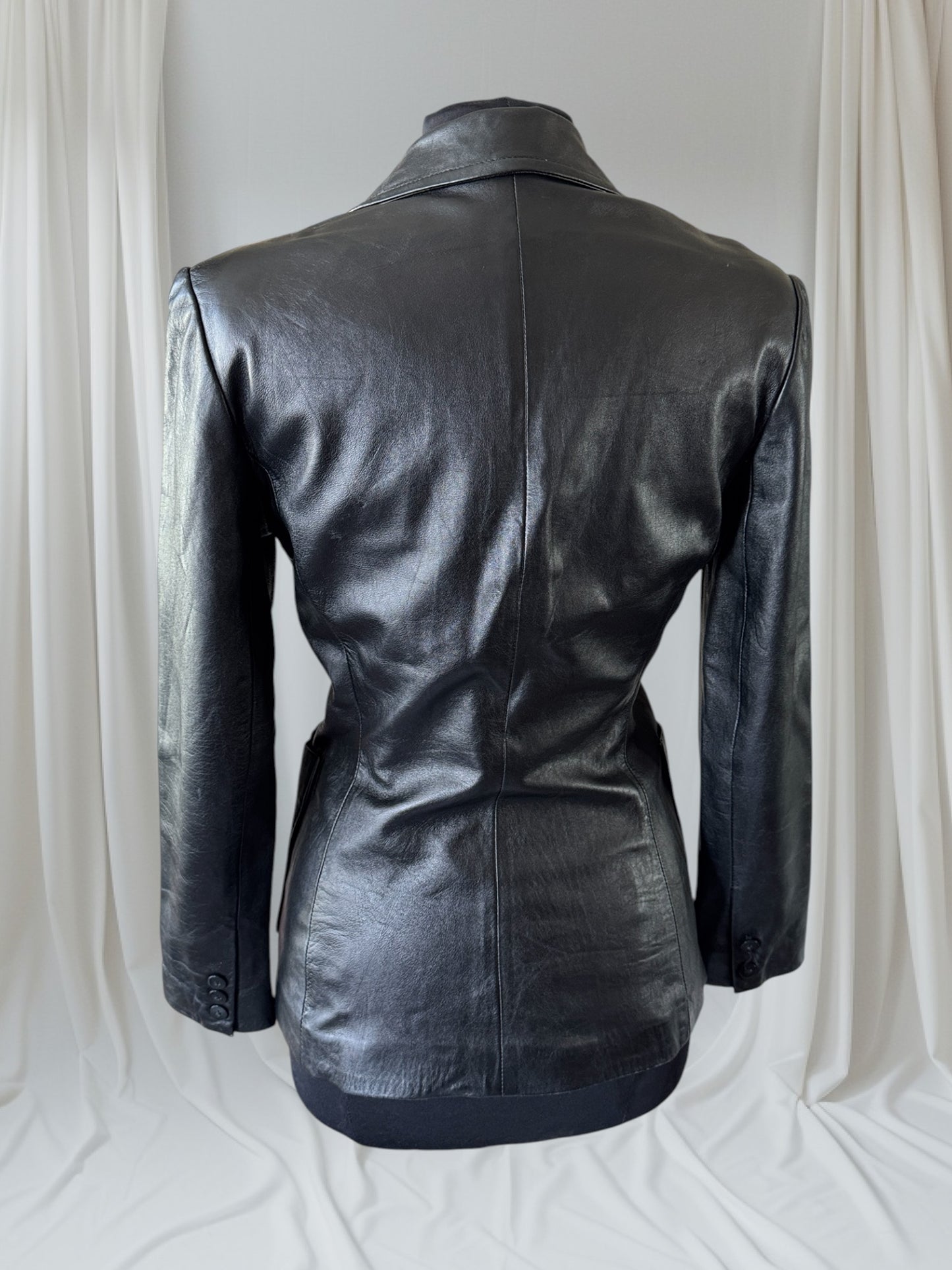 Black Leather Women's Blazer, Size M/ 6