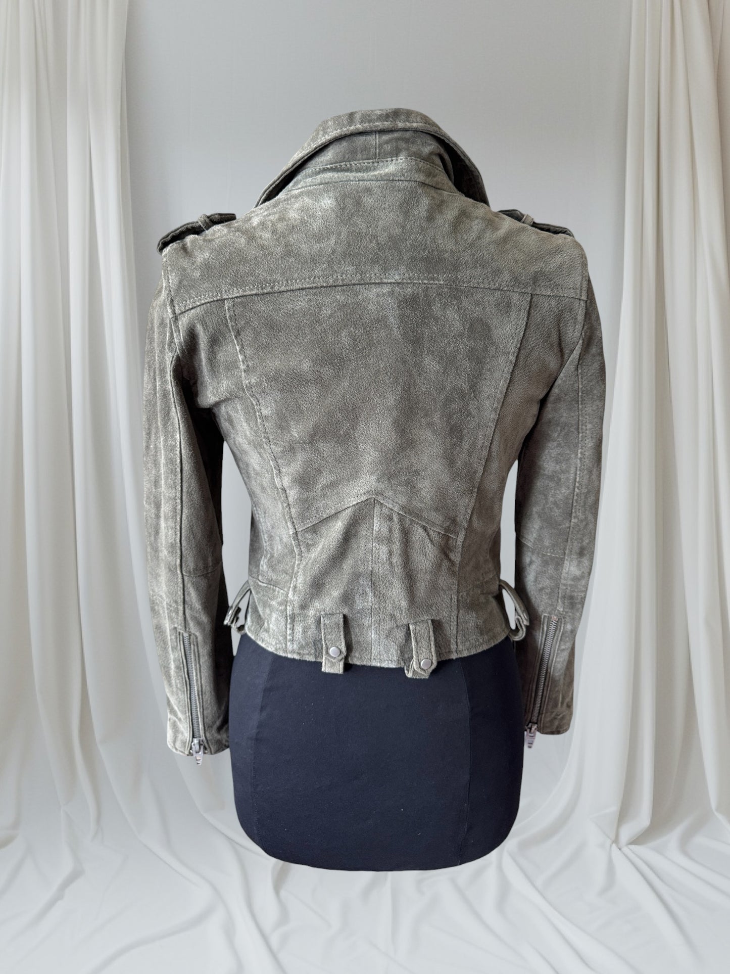 Green Suede Women's Motorcycle Jacket, Size S