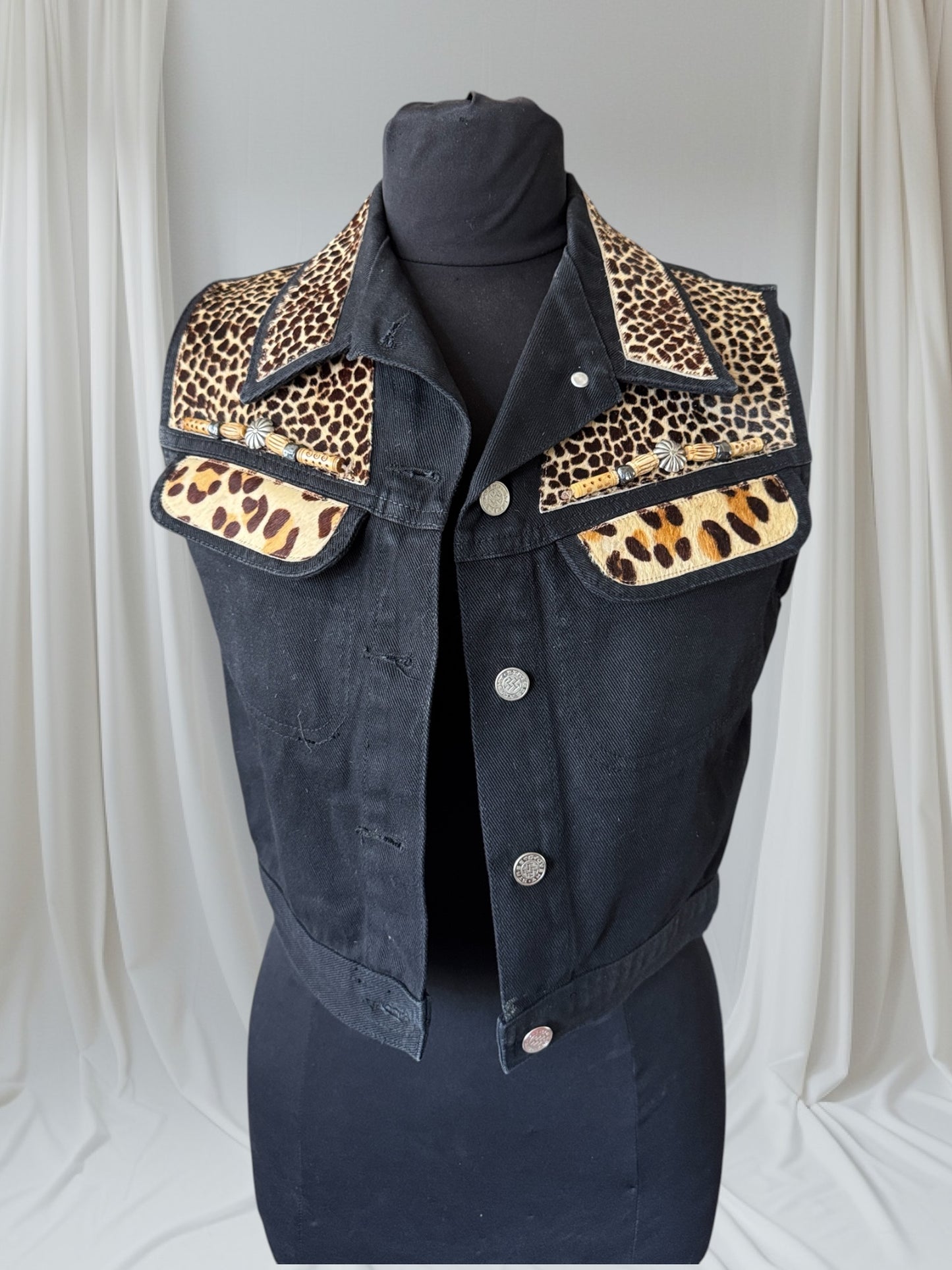 Vintage Leopard Fur Vest, M