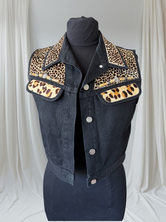 Vintage Leopard Fur Vest, M