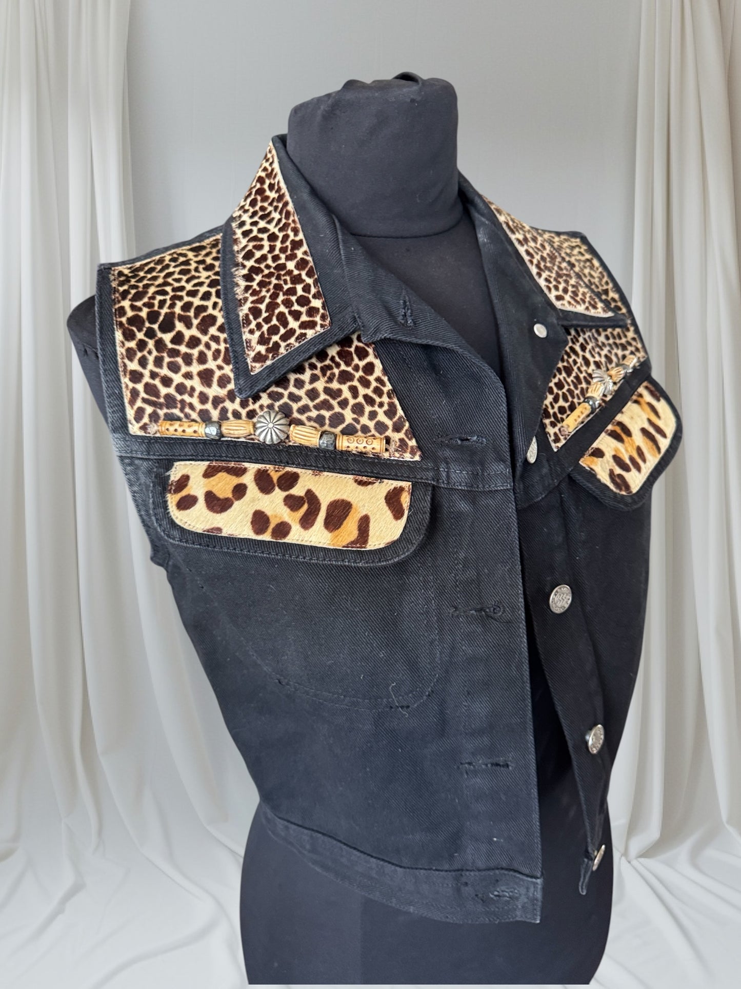 Vintage Leopard Fur Vest, M