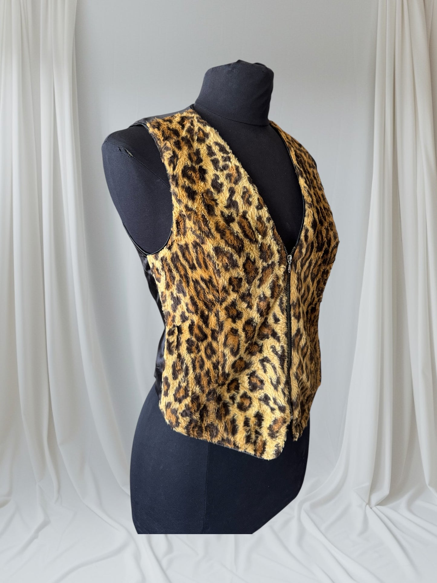 Rare Vintage Leopard Fur Vest, S-M