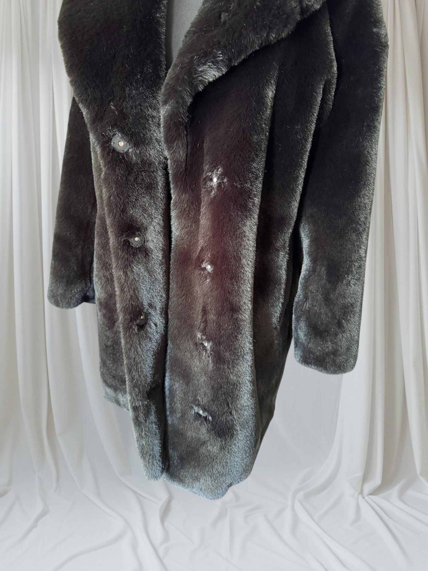 Black Faux Fur Statement Coat, M