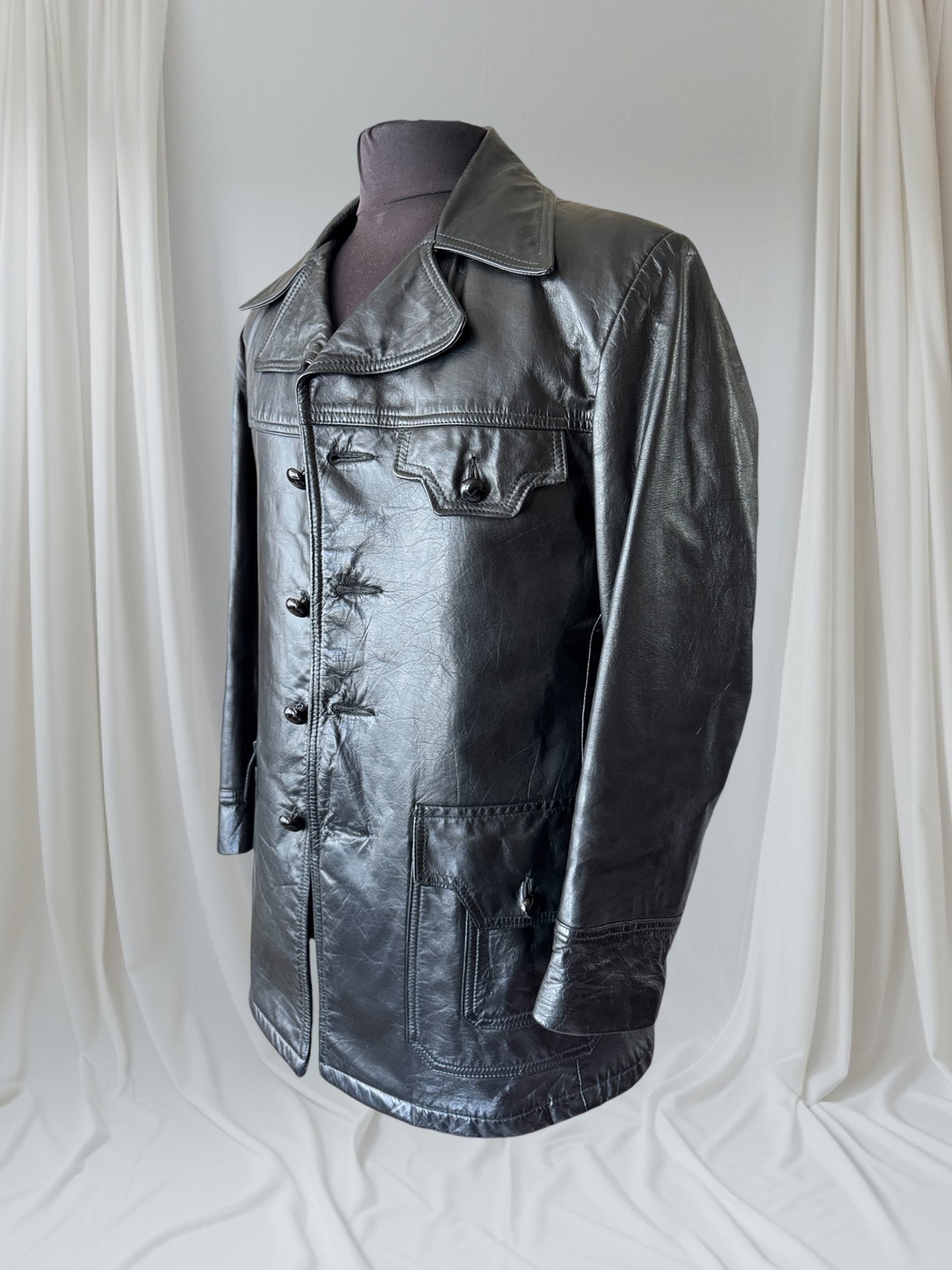 Men's 1970's Leather Blazer Jacket, M 38