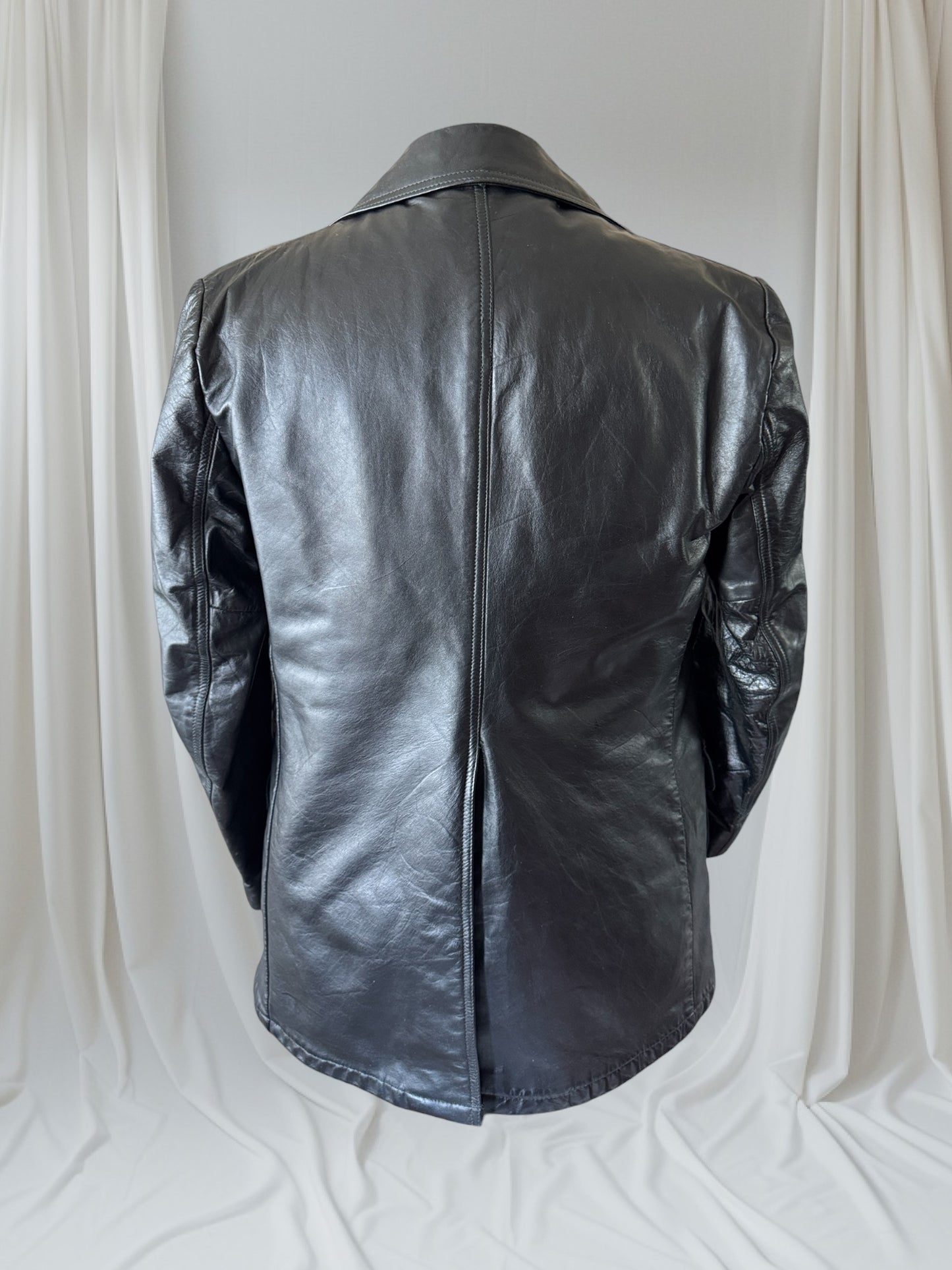 Men's 1970's Leather Blazer Jacket, M 38