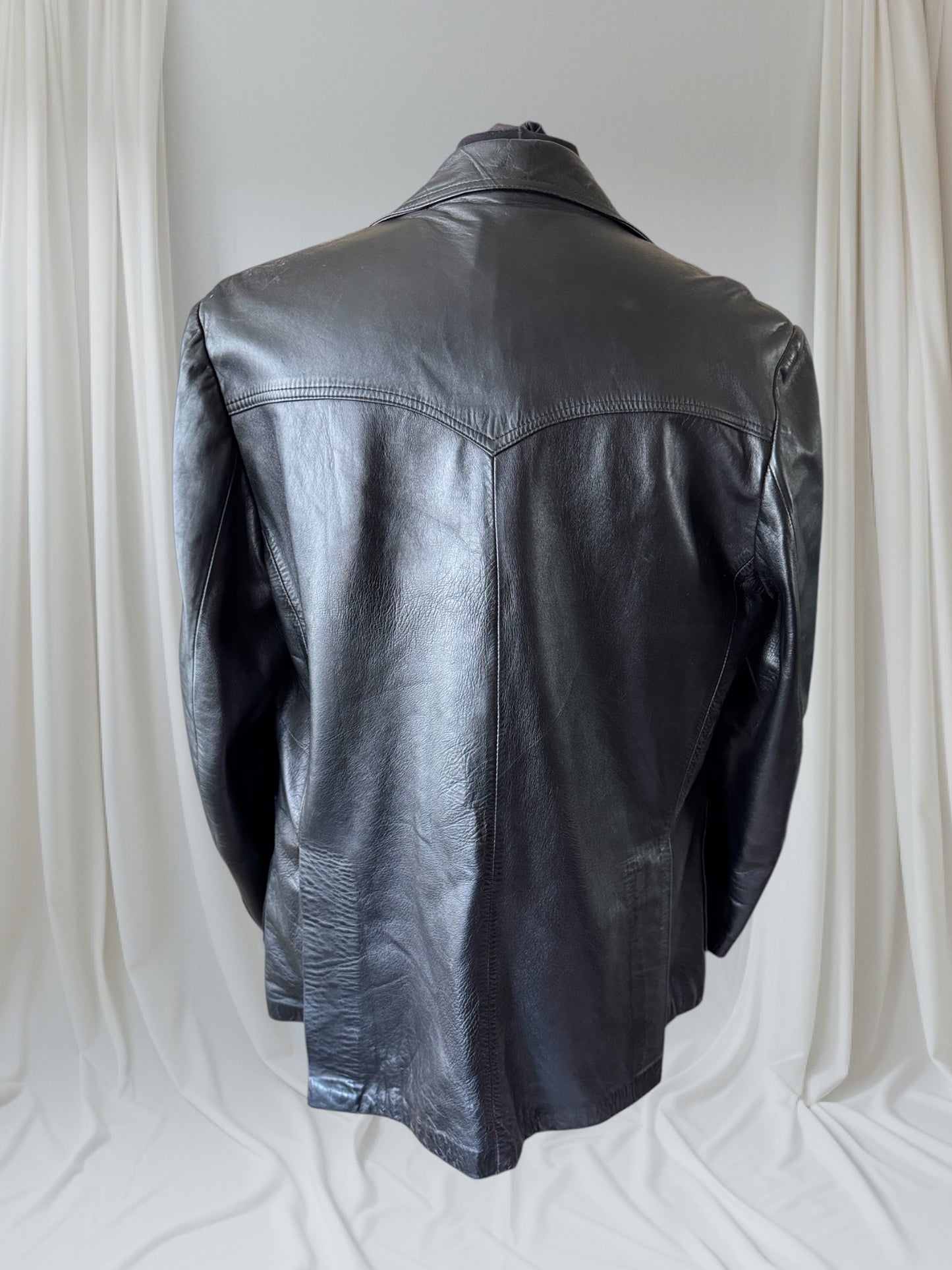 Men's 1970's Leather Blazer Jacket, XL 46