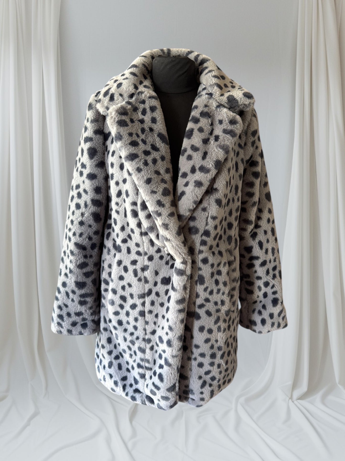 Faux Fur Cheetah Print Statement Coat, S